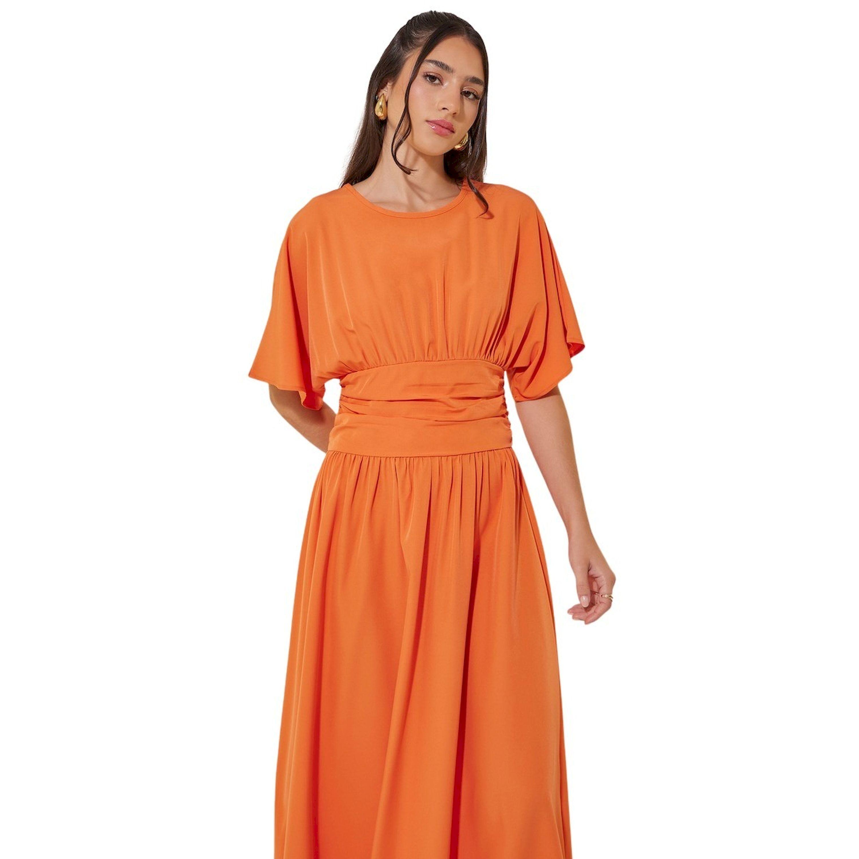 Take Two Solid Gathered Waist A-Line Midi Dress-women-clothing-dresses-image-3