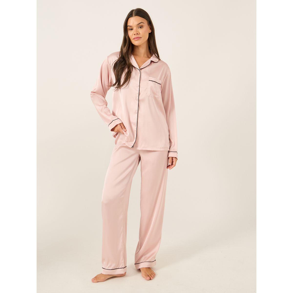 طقم بيجاما من بنطال وبلوزة ساتان بأكمام طويلة-women-clothing-nightwear-pyjamas-longsets-image-2