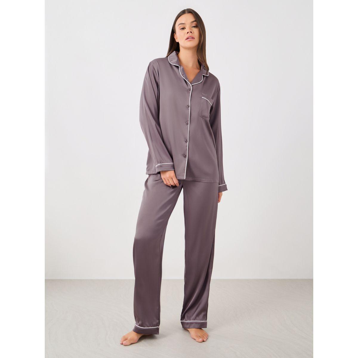 طقم بيجاما من بنطال وبلوزة ساتان بأكمام طويلة-women-clothing-nightwear-pyjamas-longsets-image-1