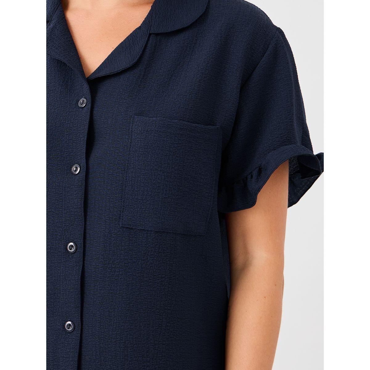 Styli Waffle Textured Ruffled Detail Shirt and Pyjama Set-women-clothing-nightwear-pyjamas-longsets-image-4
