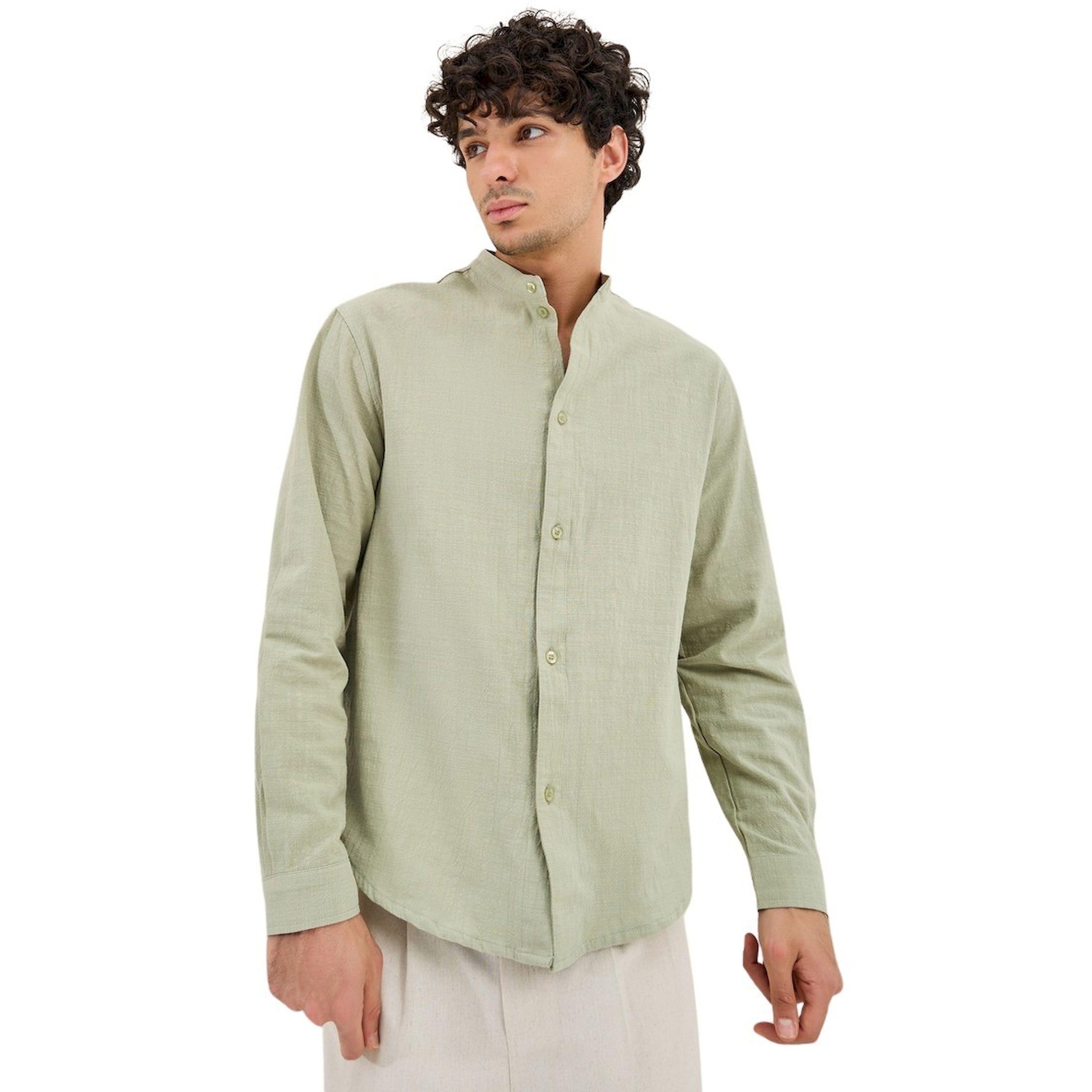 ستايلي- قميص بقصّة مريحة من مزيج الكتان العادي-men-clothing-shirts-image-1