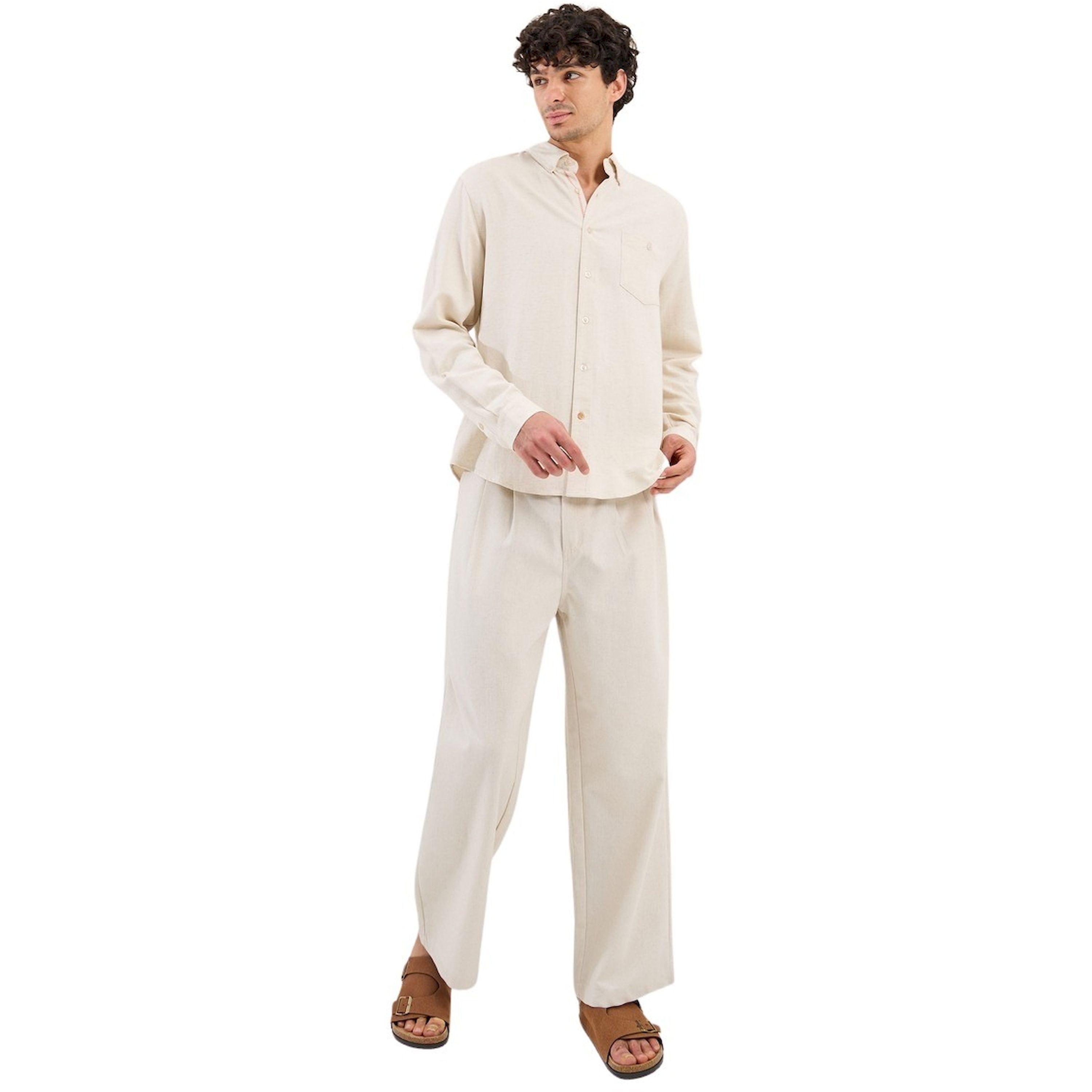 ستايلي - قميص بقصّة عادية من مزيج الكتان مع تفاصيل خياطة متباينة-men-clothing-shirts-image-2