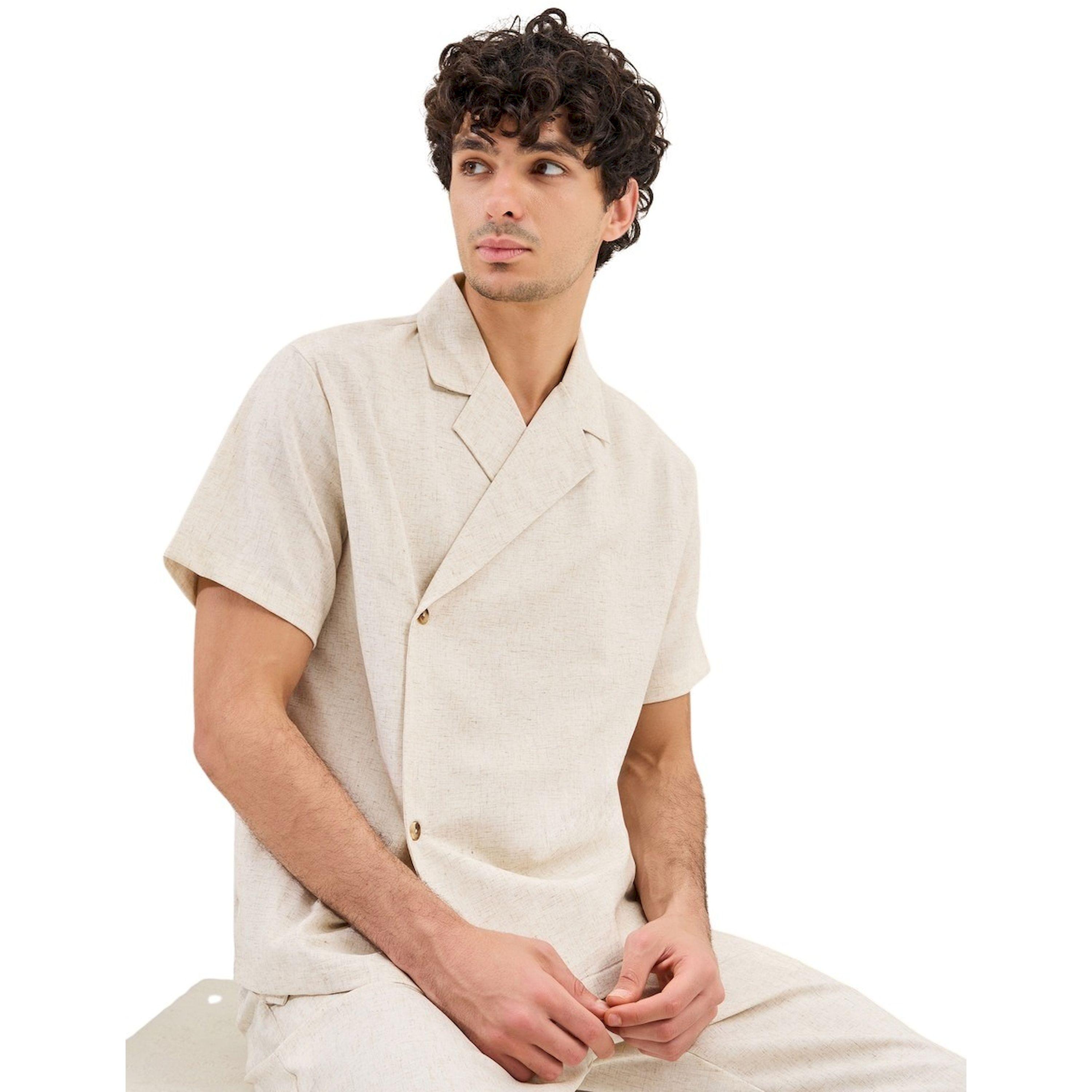 Styli Notch Lapel Linen Blend Relaxed Fit Shirt-men-clothing-shirts-image-1