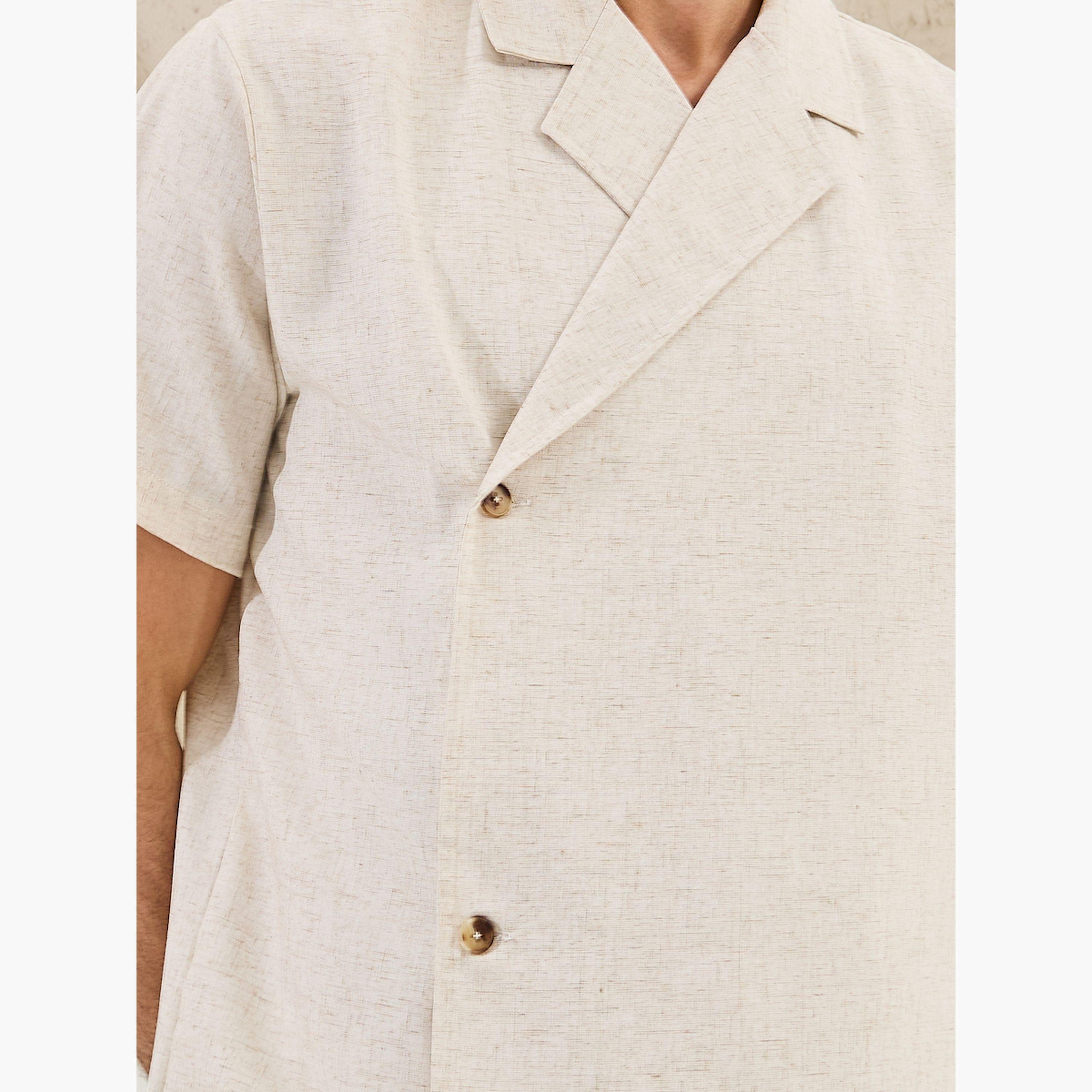 Styli Notch Lapel Linen Blend Relaxed Fit Shirt-men-clothing-shirts-image-3