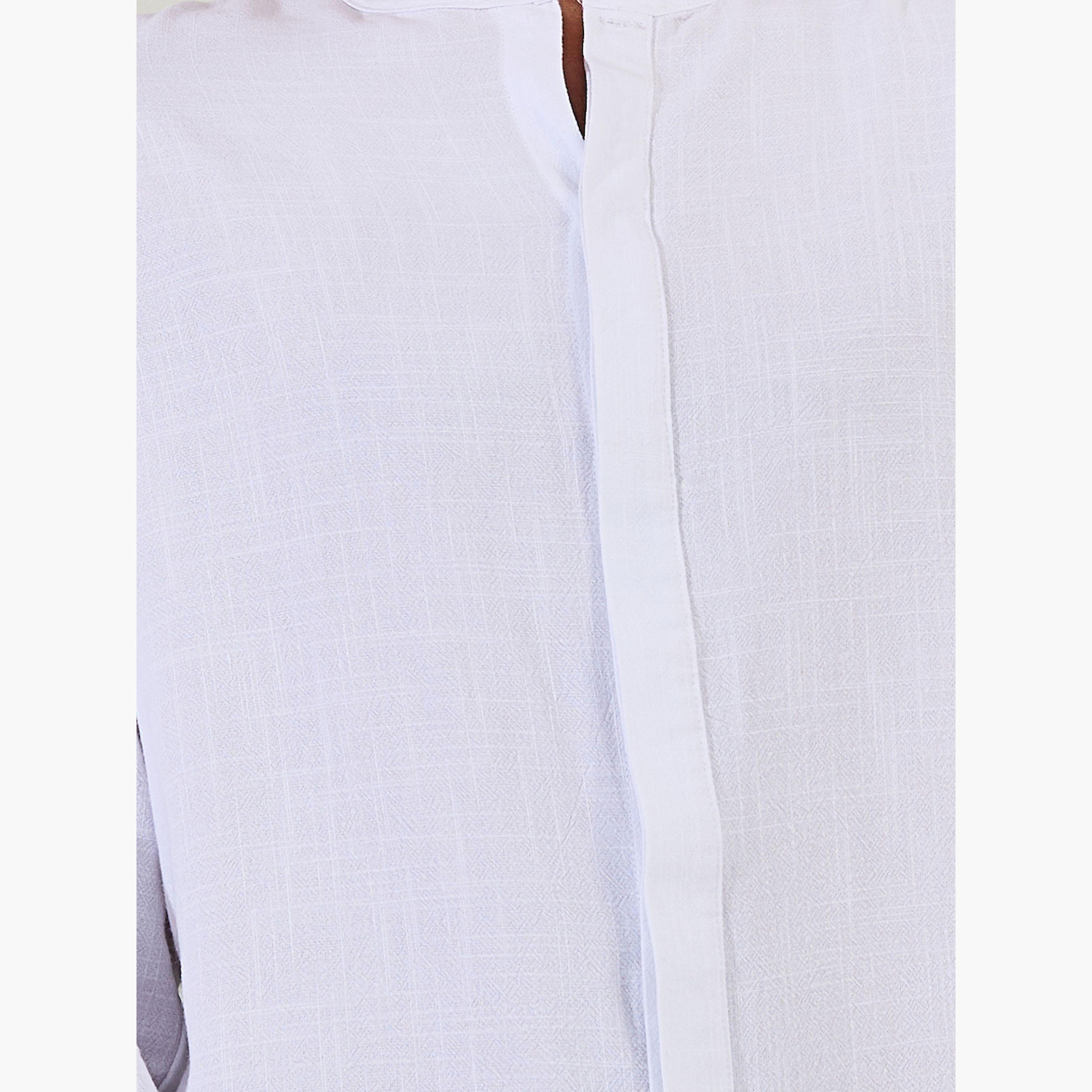 ستايلي - قميص مريح بأكمام طويلة وبدون ياقة-men-clothing-shirts-image-3