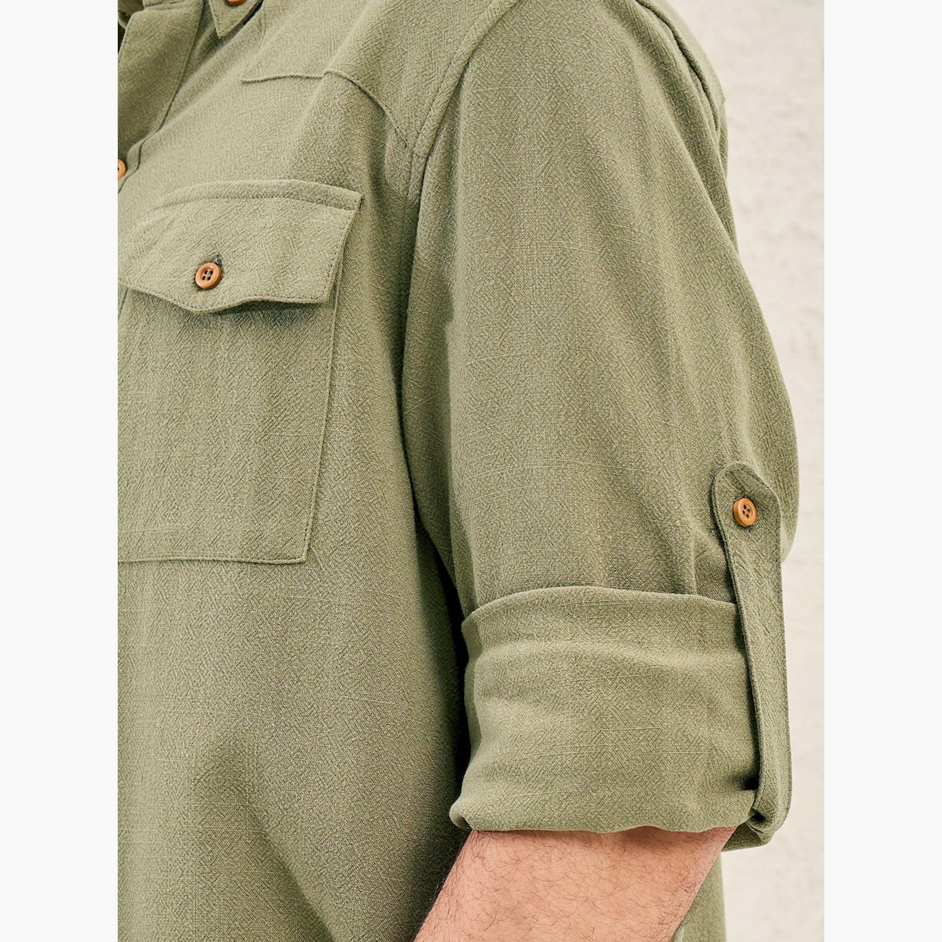 Styli Regular Fit Spread Collar Shirt with Chest Pockets-men-clothing-shirts-image-4