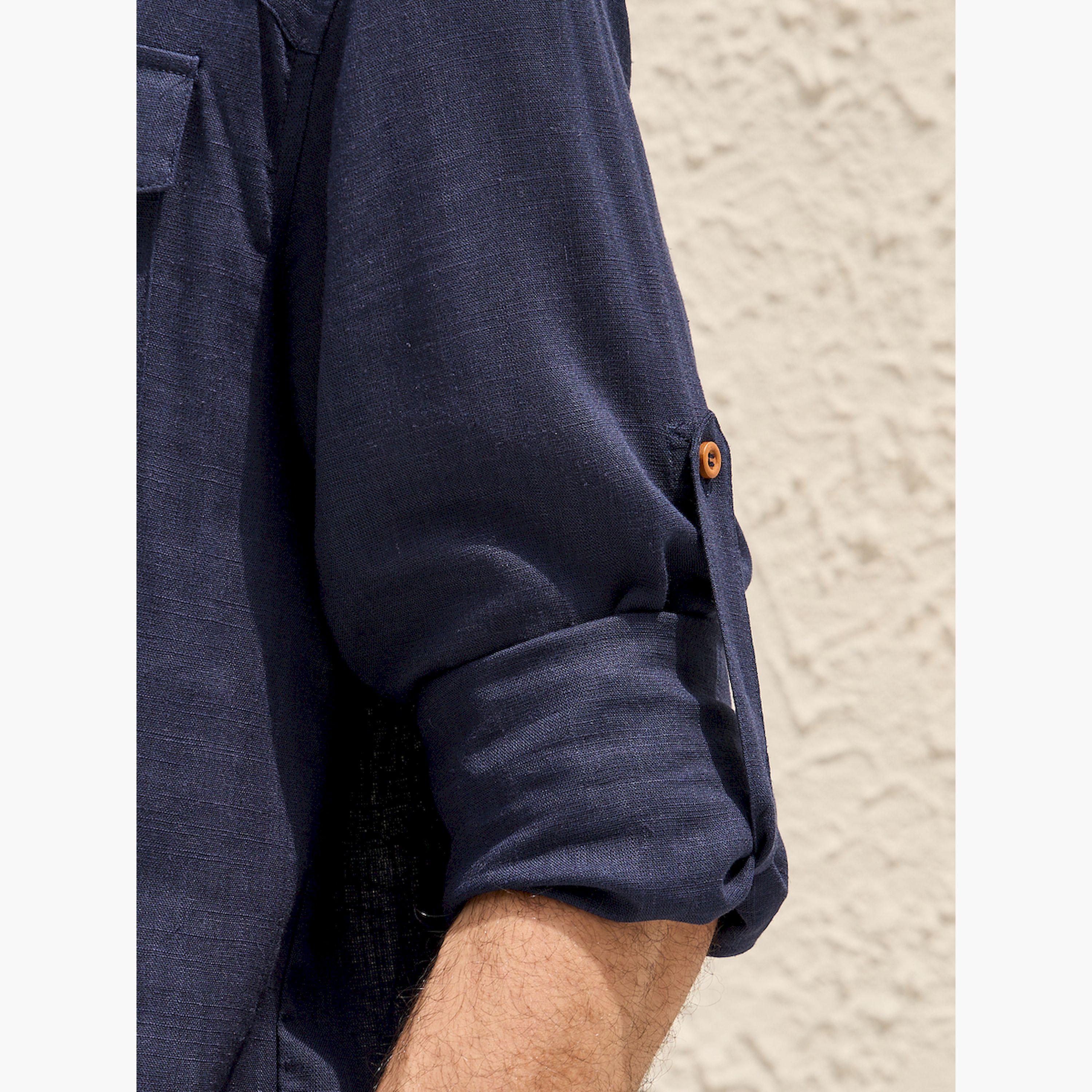 Styli Regular Fit Spread Collar Shirt with Chest Pockets-men-clothing-shirts-image-5