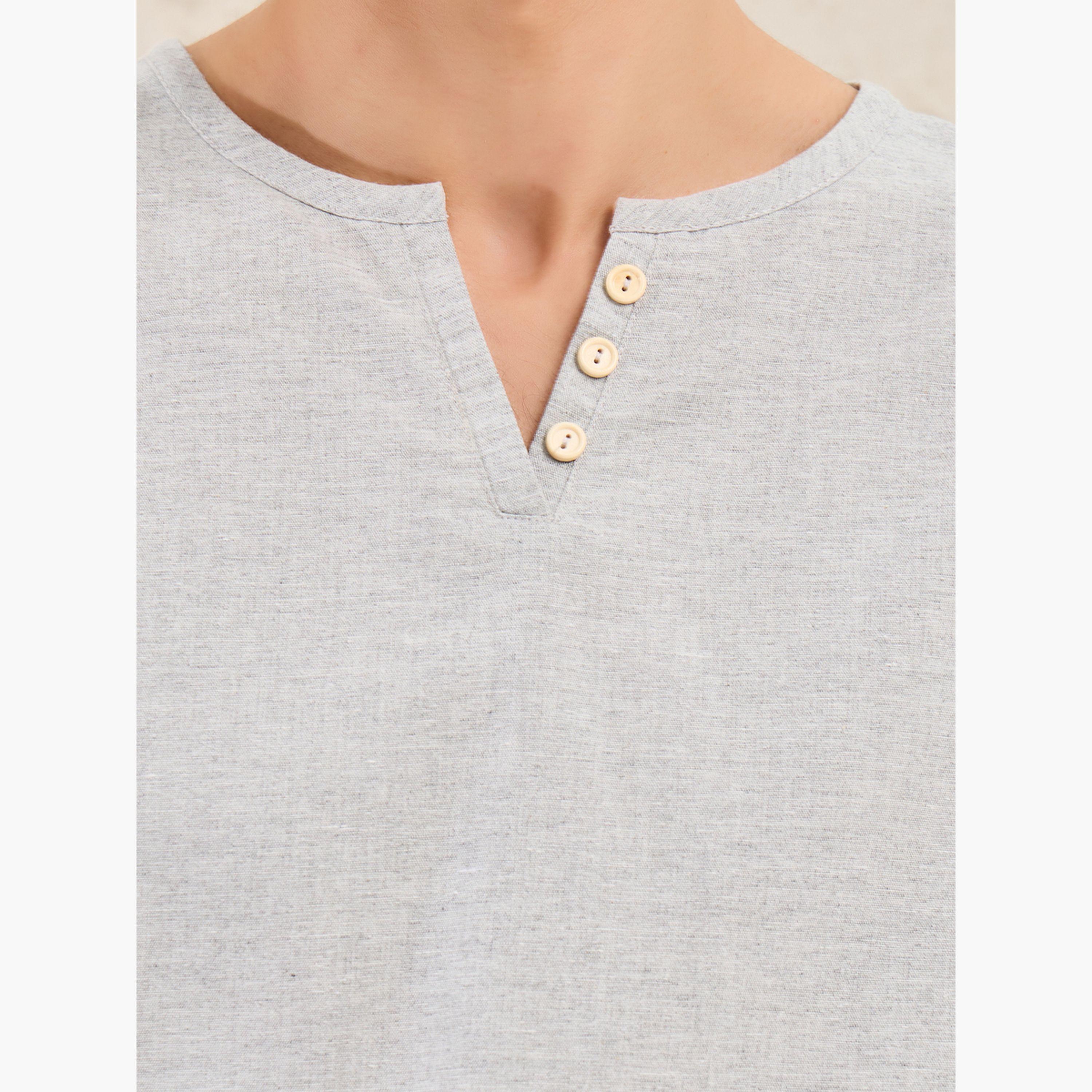Styli Solid Notch Neck Oversized T-Shirt-men-clothing-tshirtsandpolos-tshirts-image-3