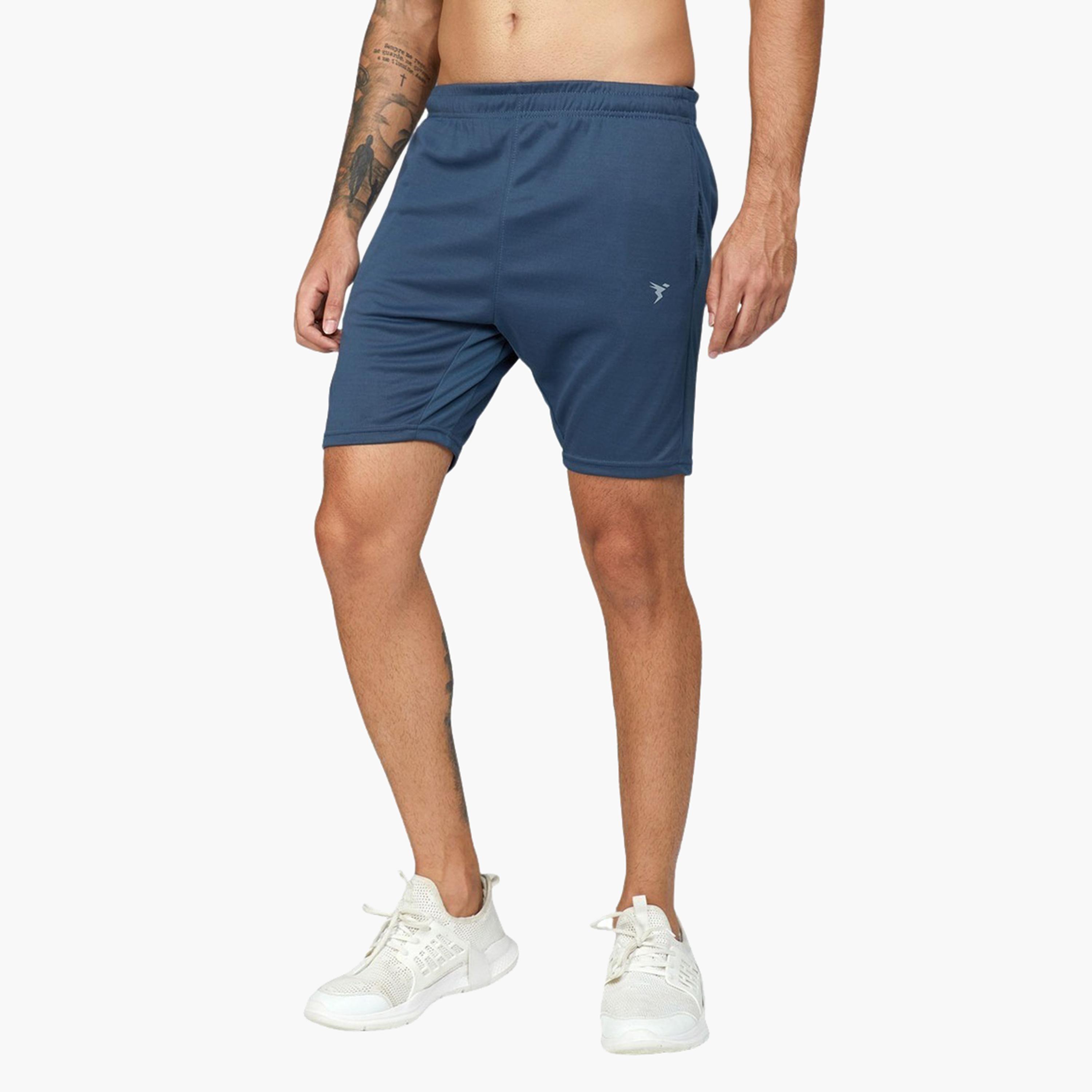 Technosport x Styli Men Solid Slim Fit Shorts with TECHNO DRY-men-clothing-sportswearandactivewear-bottoms-shorts-image-1