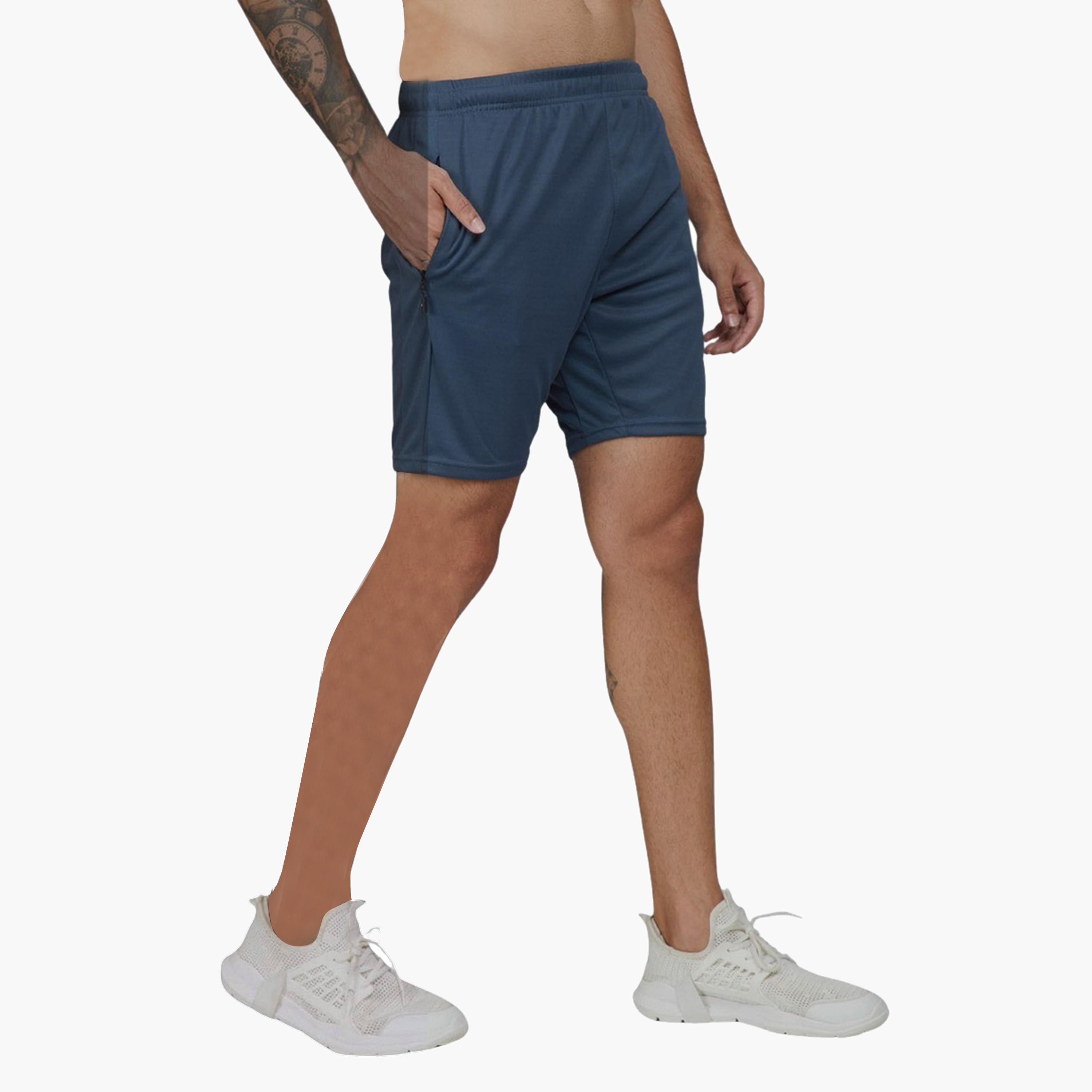 Technosport x Styli Men Solid Slim Fit Shorts with TECHNO DRY-men-clothing-sportswearandactivewear-bottoms-shorts-image-4