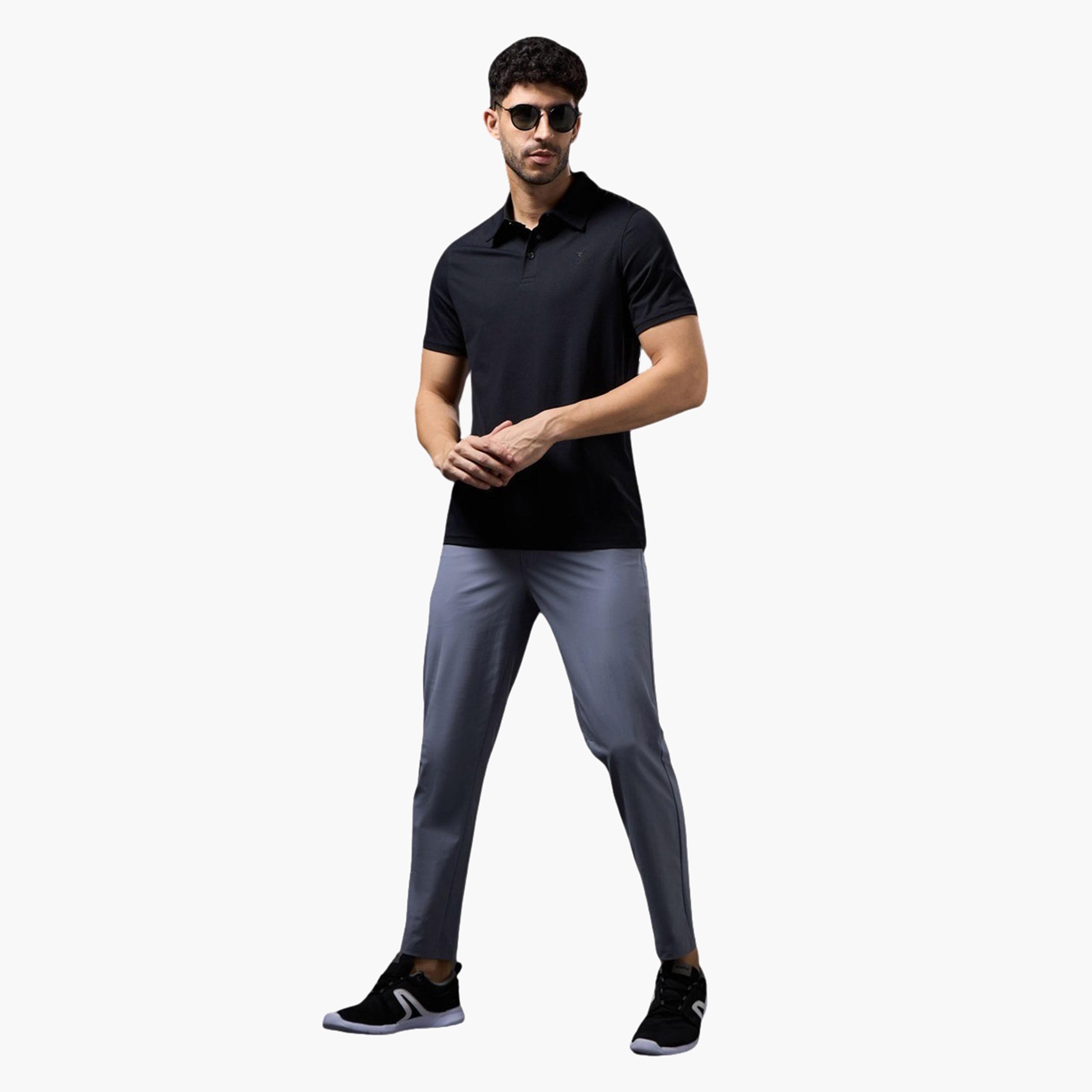 تكنوسبورت × ستايلي - تي شيرت بولو رجالي بقصّة ضيقة وقماش كوت فليكس-men-clothing-sportswearandactivewear-tshirtsandpolos-image-3