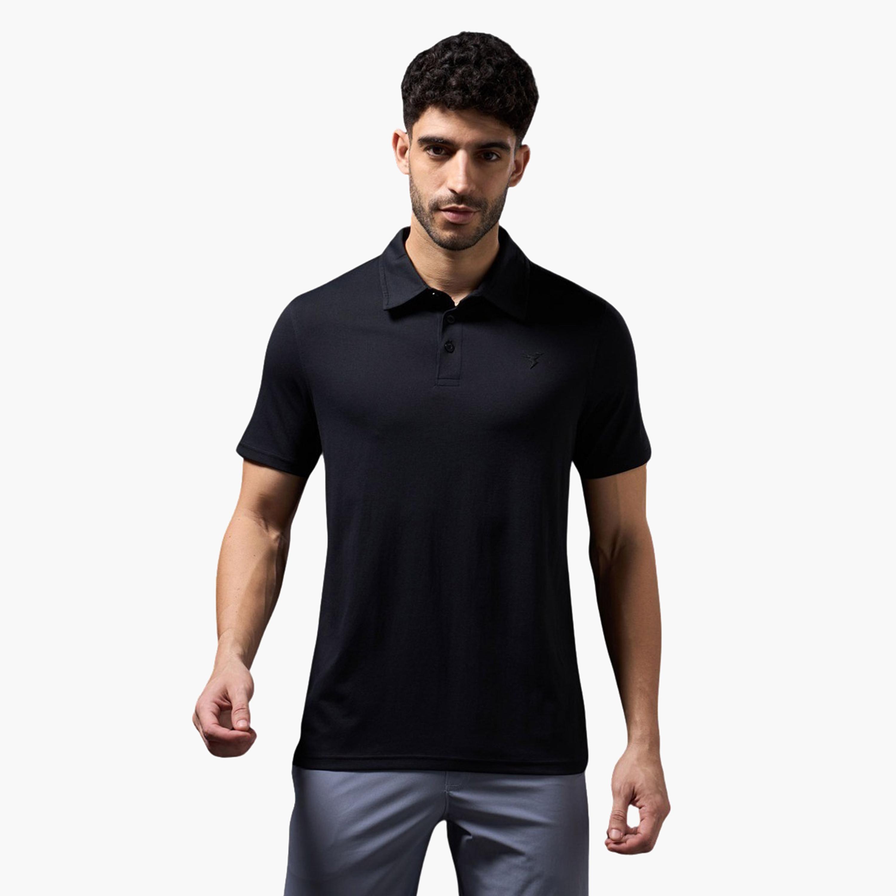 Technosport x Styli Men Solid Slim Fit Polo T-Shirt with COTFLEX-men-clothing-sportswearandactivewear-tshirtsandpolos-image-4