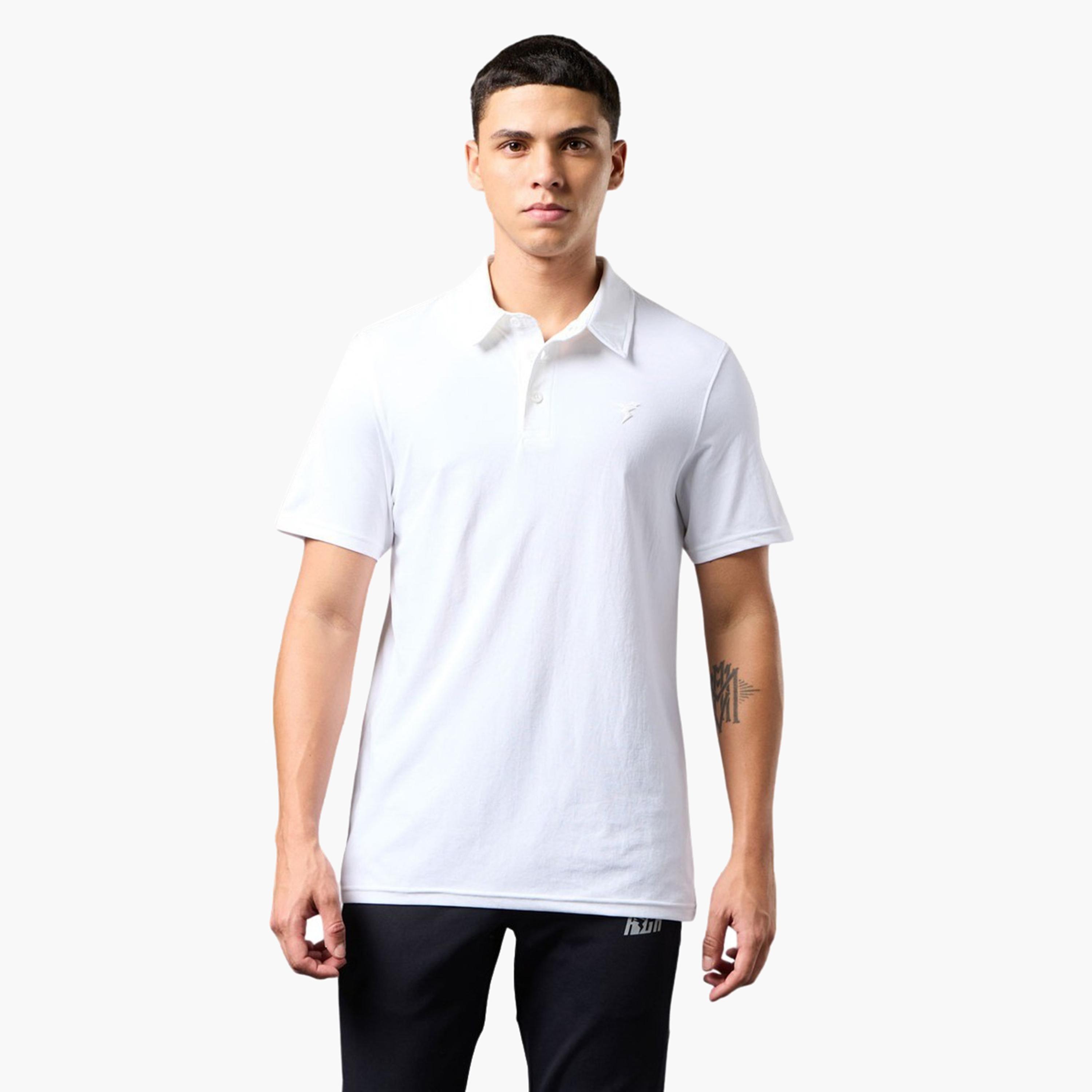 Technosport x Styli Men Solid Slim Fit Polo T-Shirt with COTFLEX-men-clothing-sportswearandactivewear-tshirtsandpolos-image-1