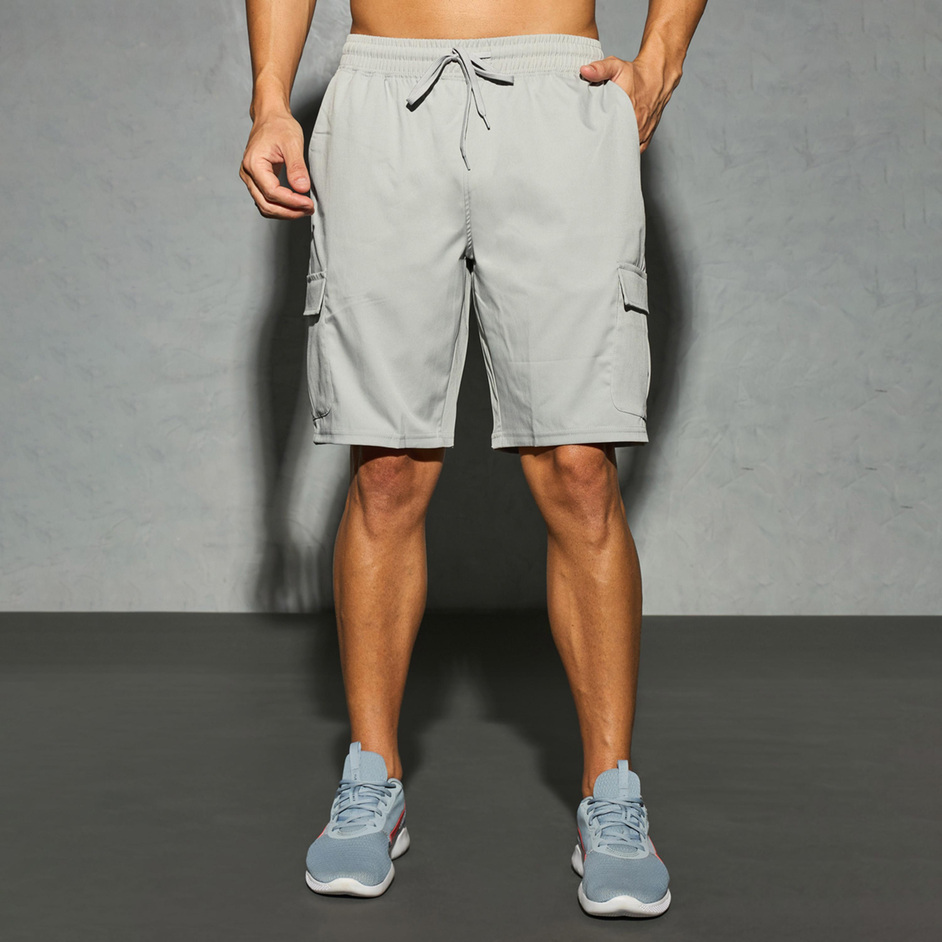 Technosport X Styli Men Solid Slim Fit Sports Shorts With Ts Flexi-men-clothing-sportswearandactivewear-bottoms-shorts-image-4