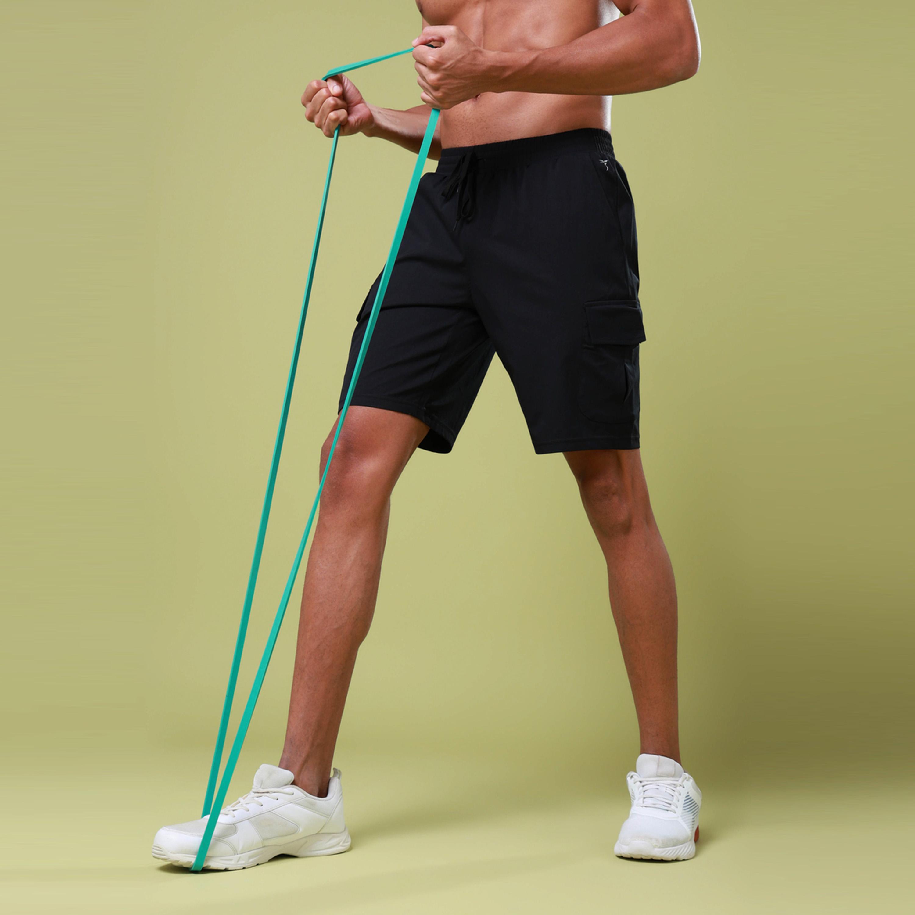 Technosport X Styli Men Solid Slim Fit Sports Shorts With Ts Flexi-sports-men-clothing-bottoms-shorts-image-5