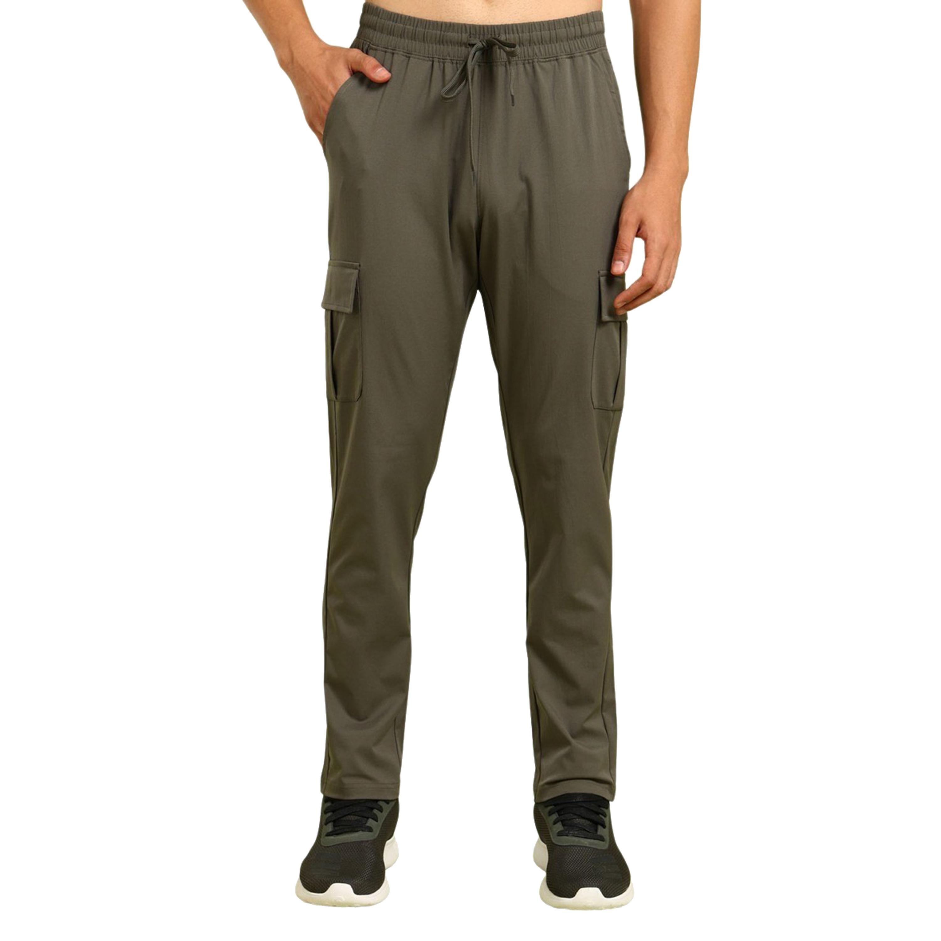 Technosport x Styli Men Solid Slim Fit Cargo Track Pants with TS FLEXI-men-clothing-sportswearandactivewear-bottoms-joggers-image-1