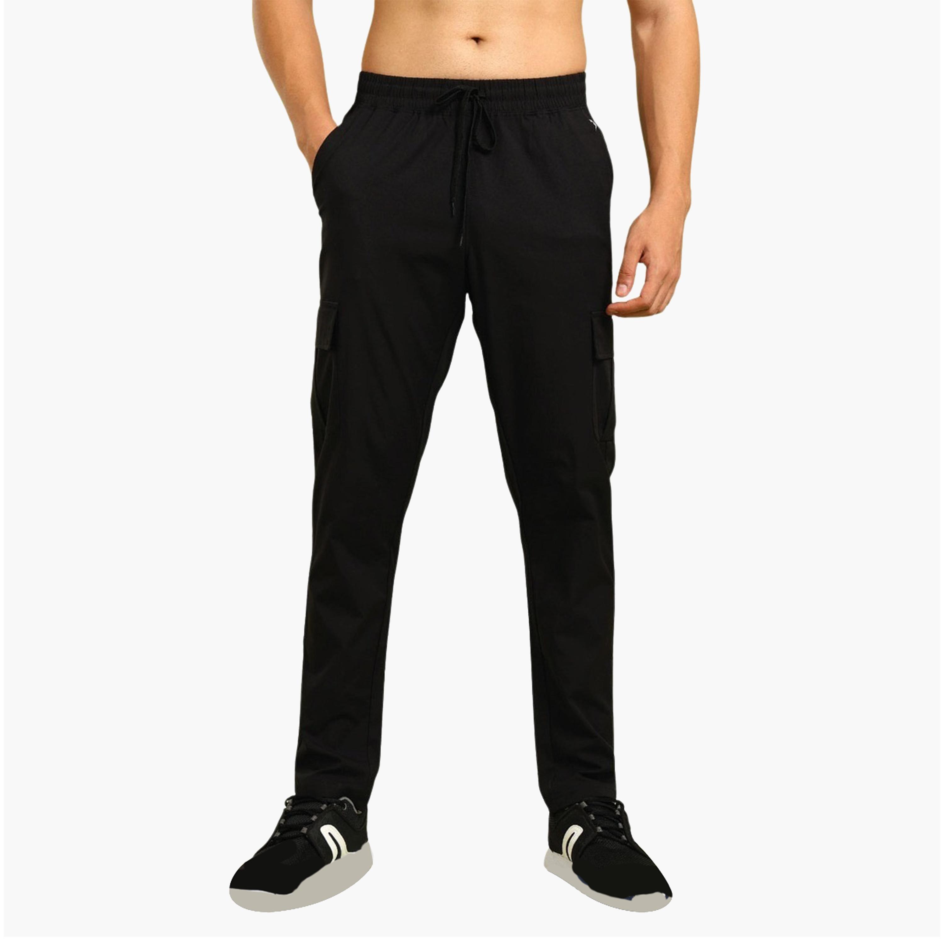 Technosport x Styli Men Solid Slim Fit Cargo Track Pants with TS FLEXI-men-clothing-sportswearandactivewear-bottoms-joggers-image-1