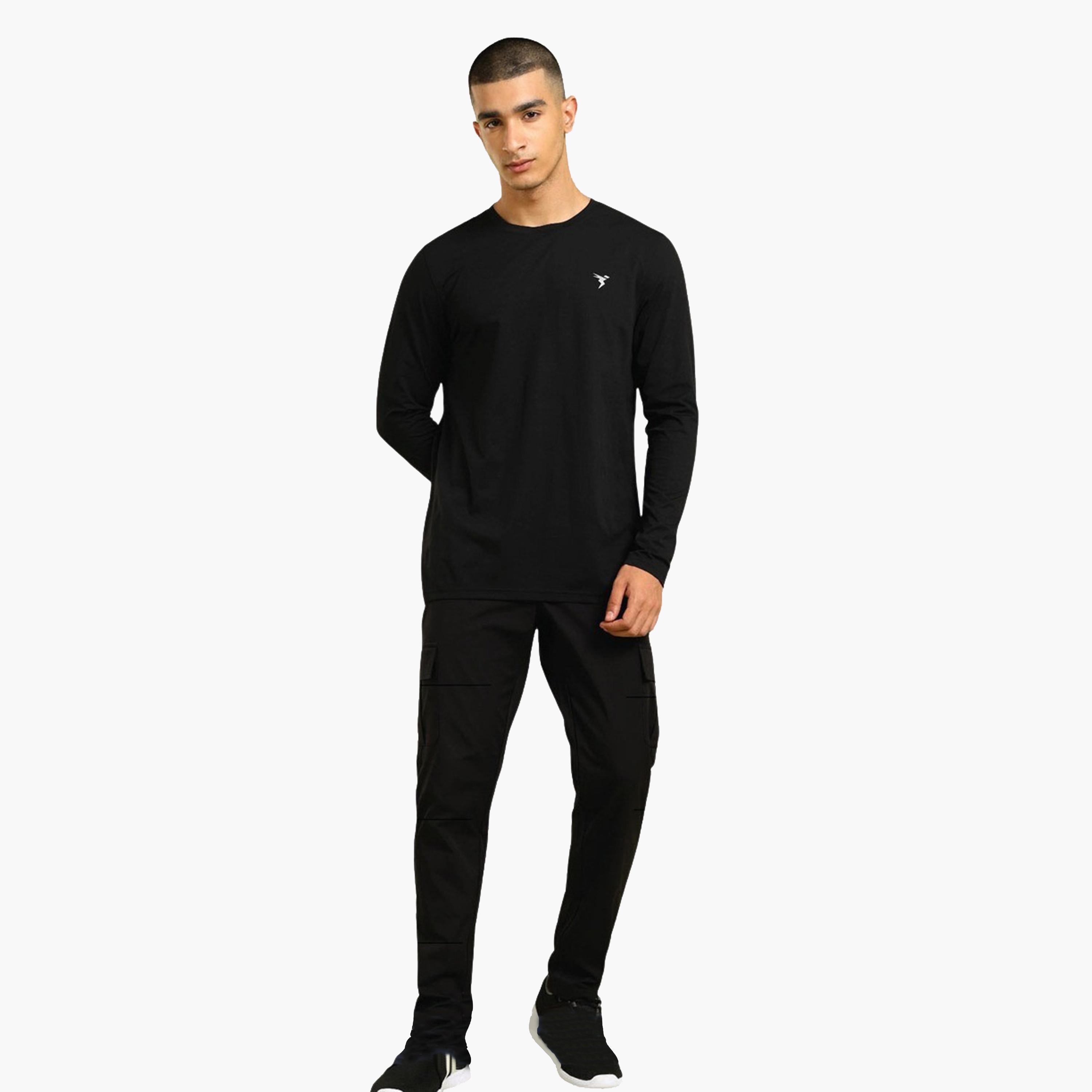 Technosport x Styli Men Solid Slim Fit Cargo Track Pants with TS FLEXI-men-clothing-sportswearandactivewear-bottoms-joggers-image-2