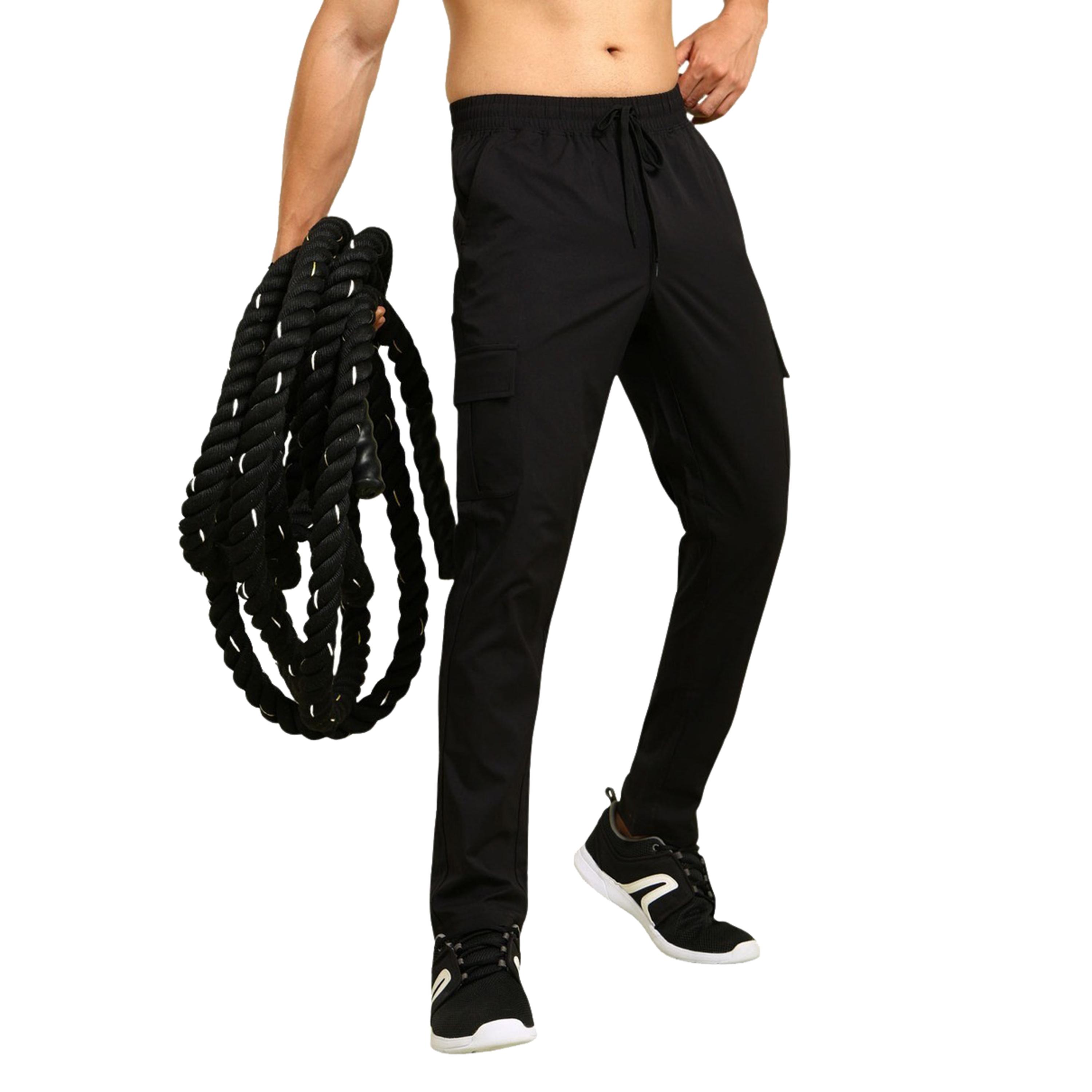 Technosport x Styli Men Solid Slim Fit Cargo Track Pants with TS FLEXI-men-clothing-sportswearandactivewear-bottoms-joggers-image-3