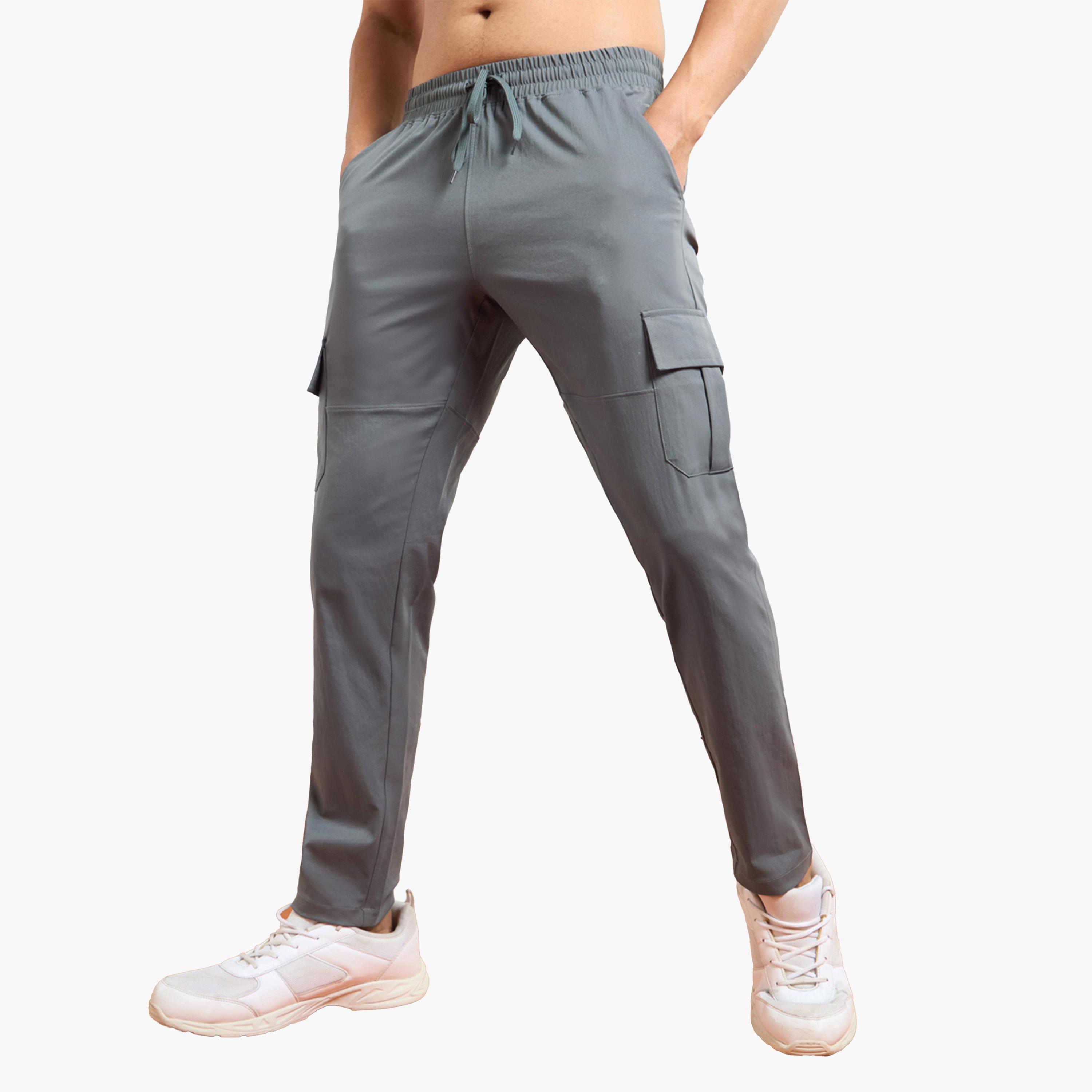 Technosport X Styli Men Solid Slim Fit Cargo Track Pants with TS FLEXI-men-clothing-sportswearandactivewear-bottoms-joggers-image-1