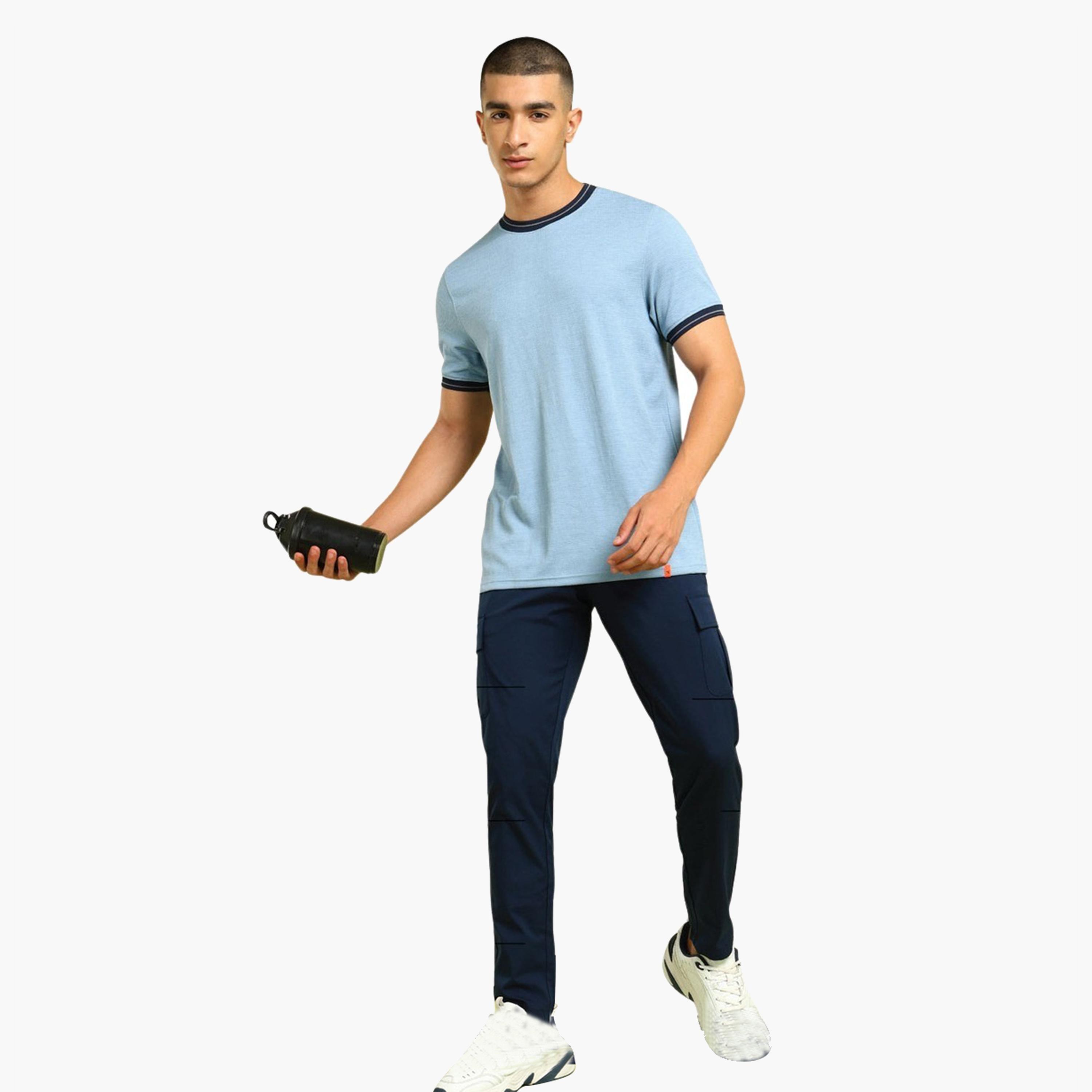 Technosport x Styli Men Solid Slim Fit Cargo Track Pants with TS FLEXI-men-clothing-sportswearandactivewear-bottoms-joggers-image-2
