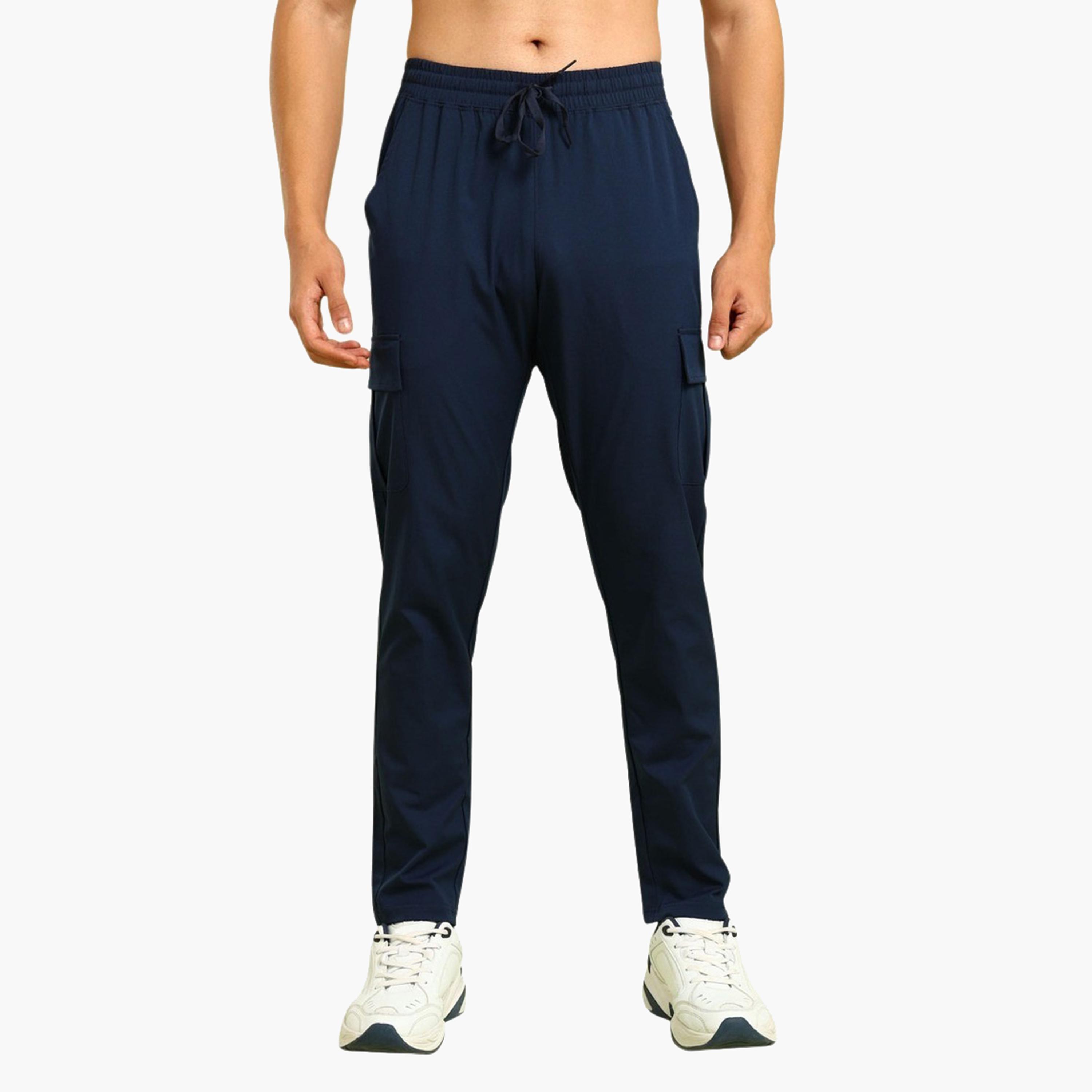 Technosport x Styli Men Solid Slim Fit Cargo Track Pants with TS FLEXI-men-clothing-sportswearandactivewear-bottoms-joggers-image-3