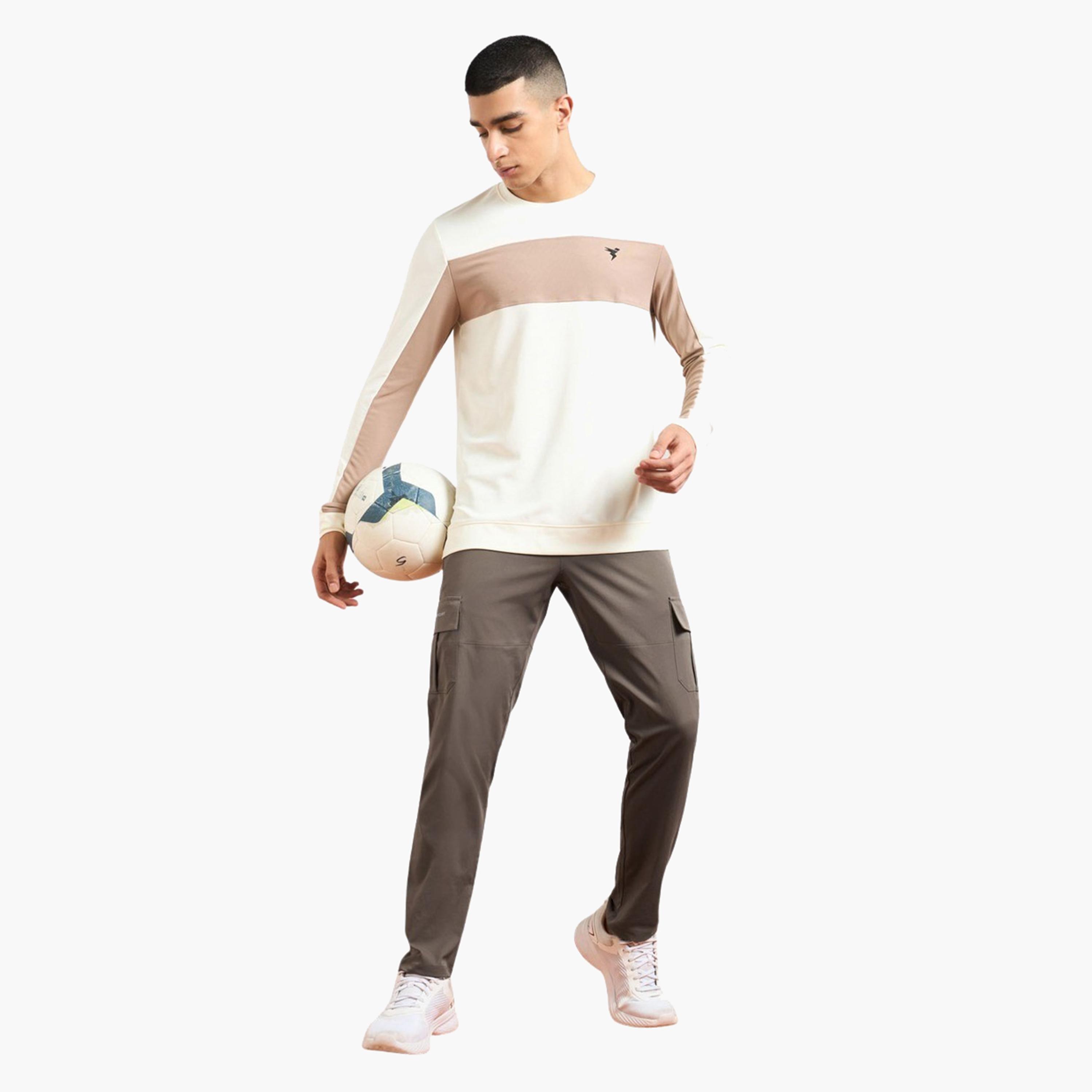 Technosport x Styli Men Solid Slim Fit Cargo Track Pants with TS FLEXI-men-clothing-sportswearandactivewear-bottoms-joggers-image-2