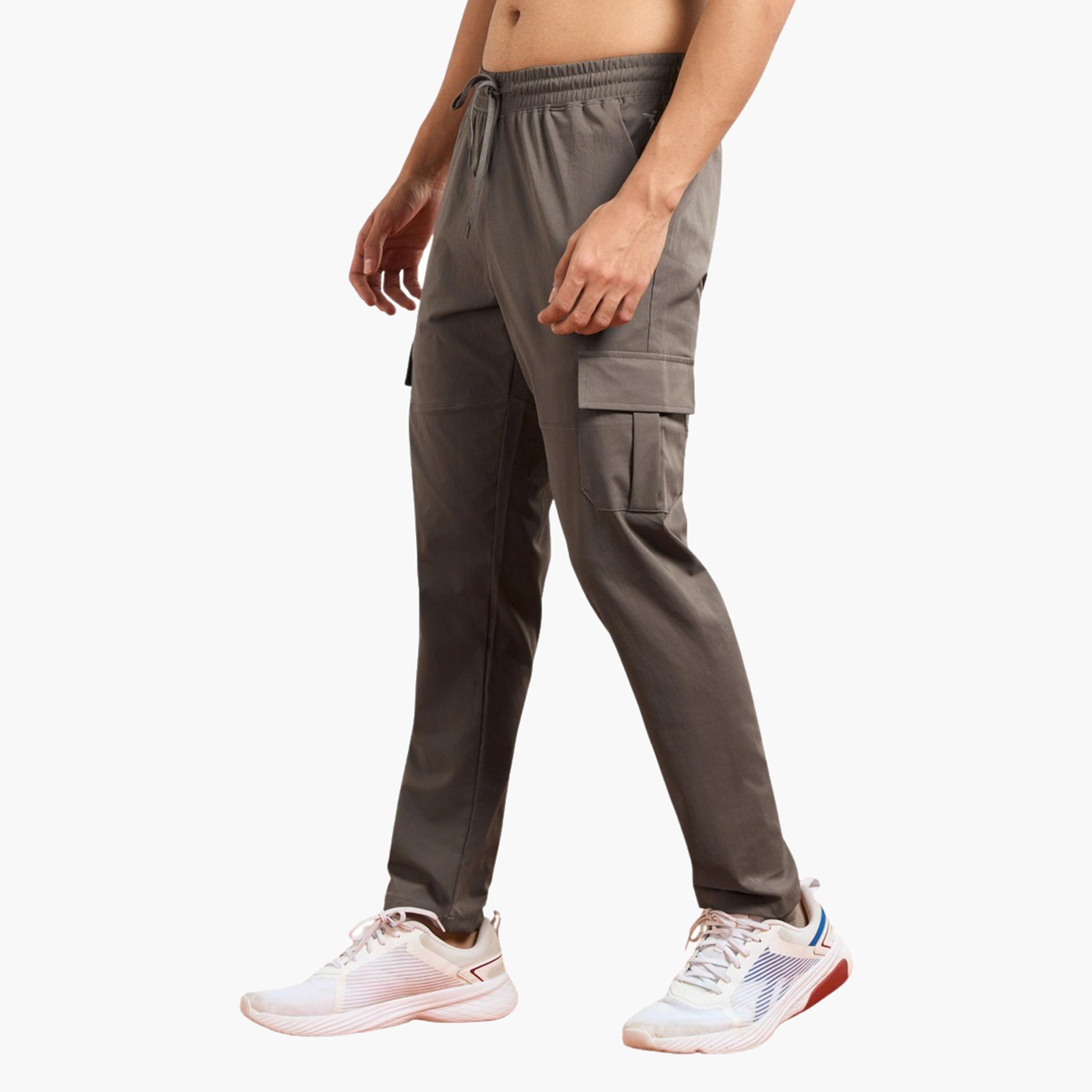 Technosport x Styli Men Solid Slim Fit Cargo Track Pants with TS FLEXI-men-clothing-sportswearandactivewear-bottoms-joggers-image-3
