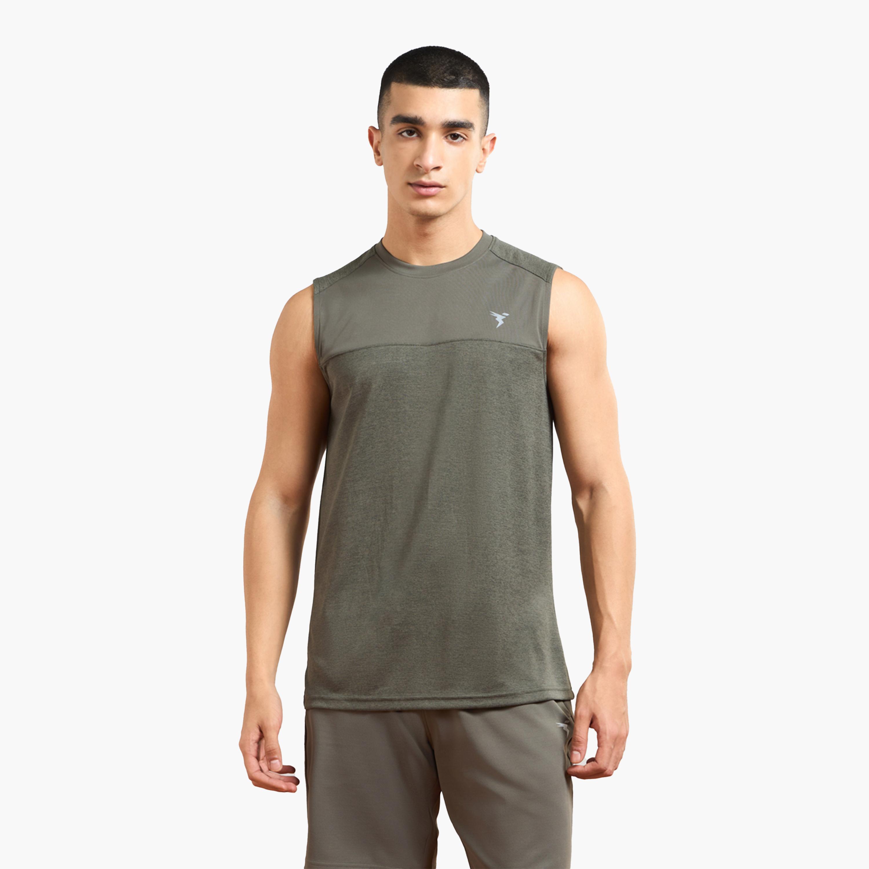 Technosport X Styli Men Solid Slim Fit Tank T-Shirt with Logo Print-men-clothing-sportswearandactivewear-tshirtsandpolos-image-1