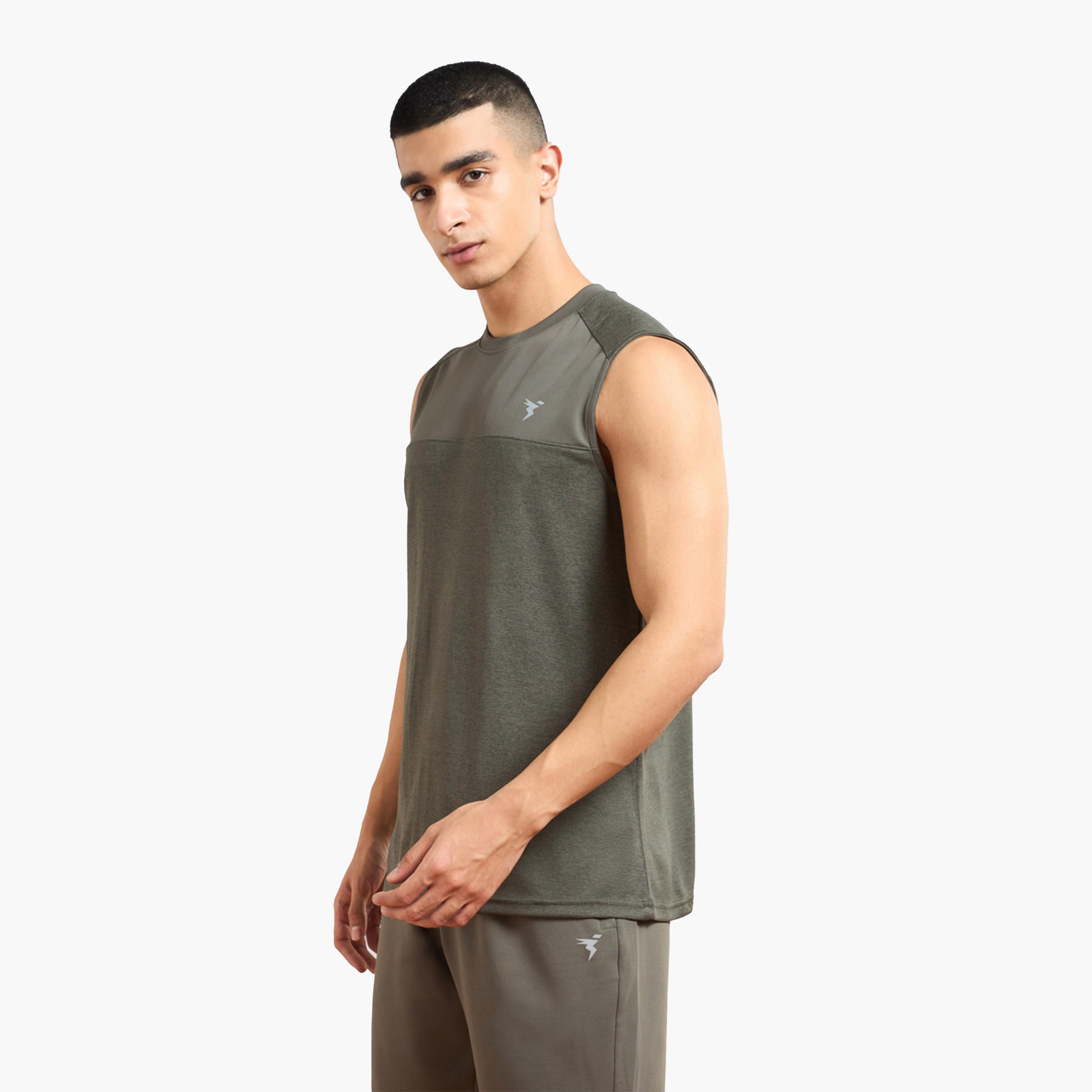 Technosport X Styli Men Solid Slim Fit Tank T-Shirt with Logo Print-men-clothing-sportswearandactivewear-tshirtsandpolos-image-2