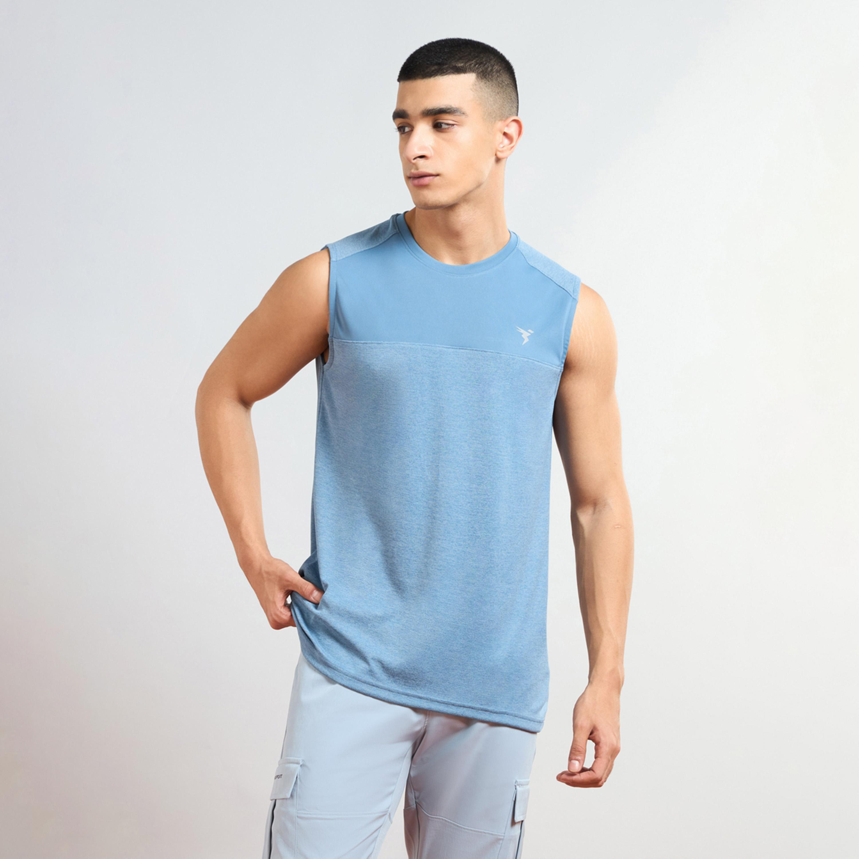 Technosport x Styli Men Two Tone Crew Neck Slim Fit Tank T-Shirt-men-clothing-sportswearandactivewear-tshirtsandpolos-image-1