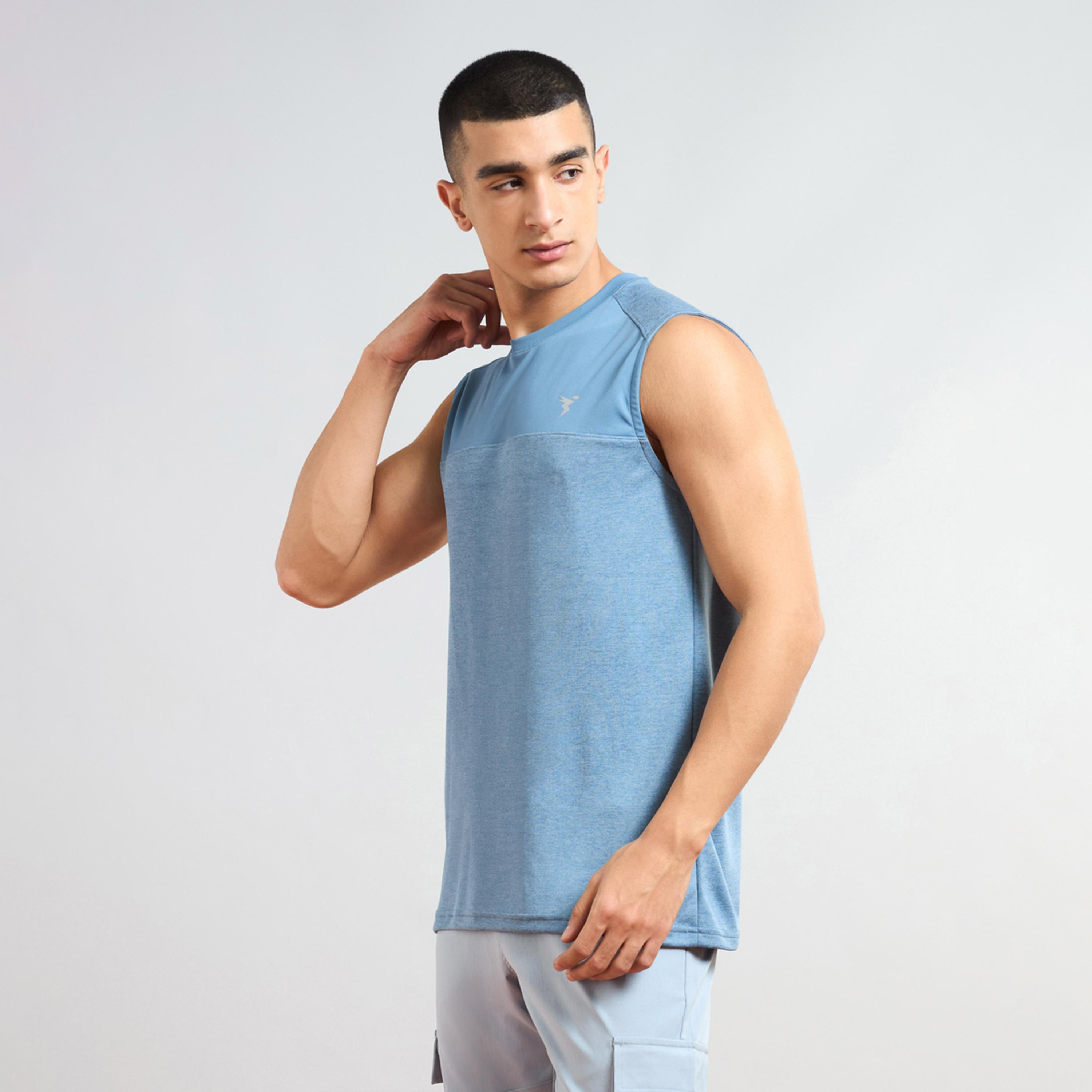 Technosport x Styli Men Two Tone Crew Neck Slim Fit Tank T-Shirt-men-clothing-sportswearandactivewear-tshirtsandpolos-image-2