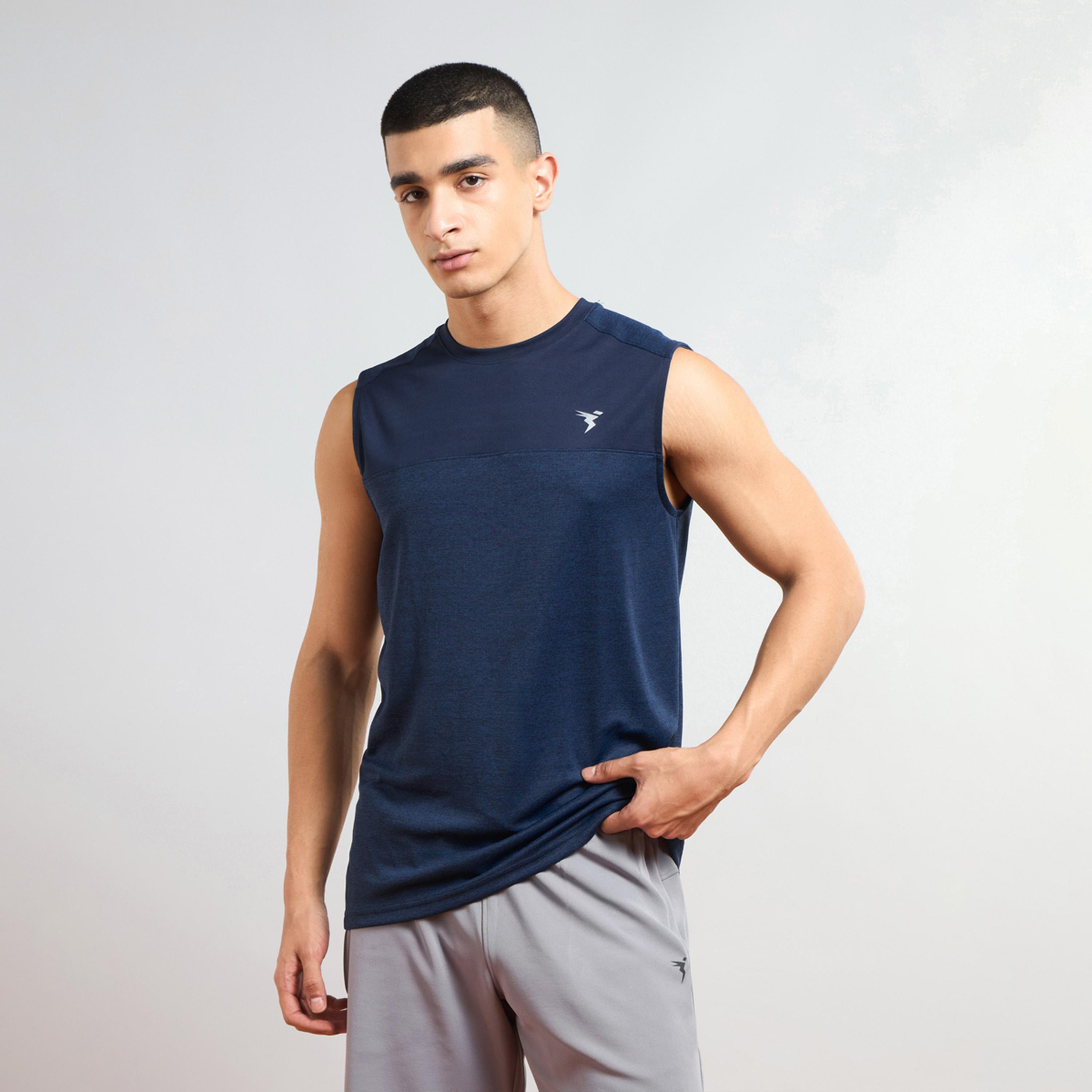 Technosport x Styli Men Two Tone Crew Neck Slim Fit Tank T-Shirt-men-clothing-sportswearandactivewear-tshirtsandpolos-image-1