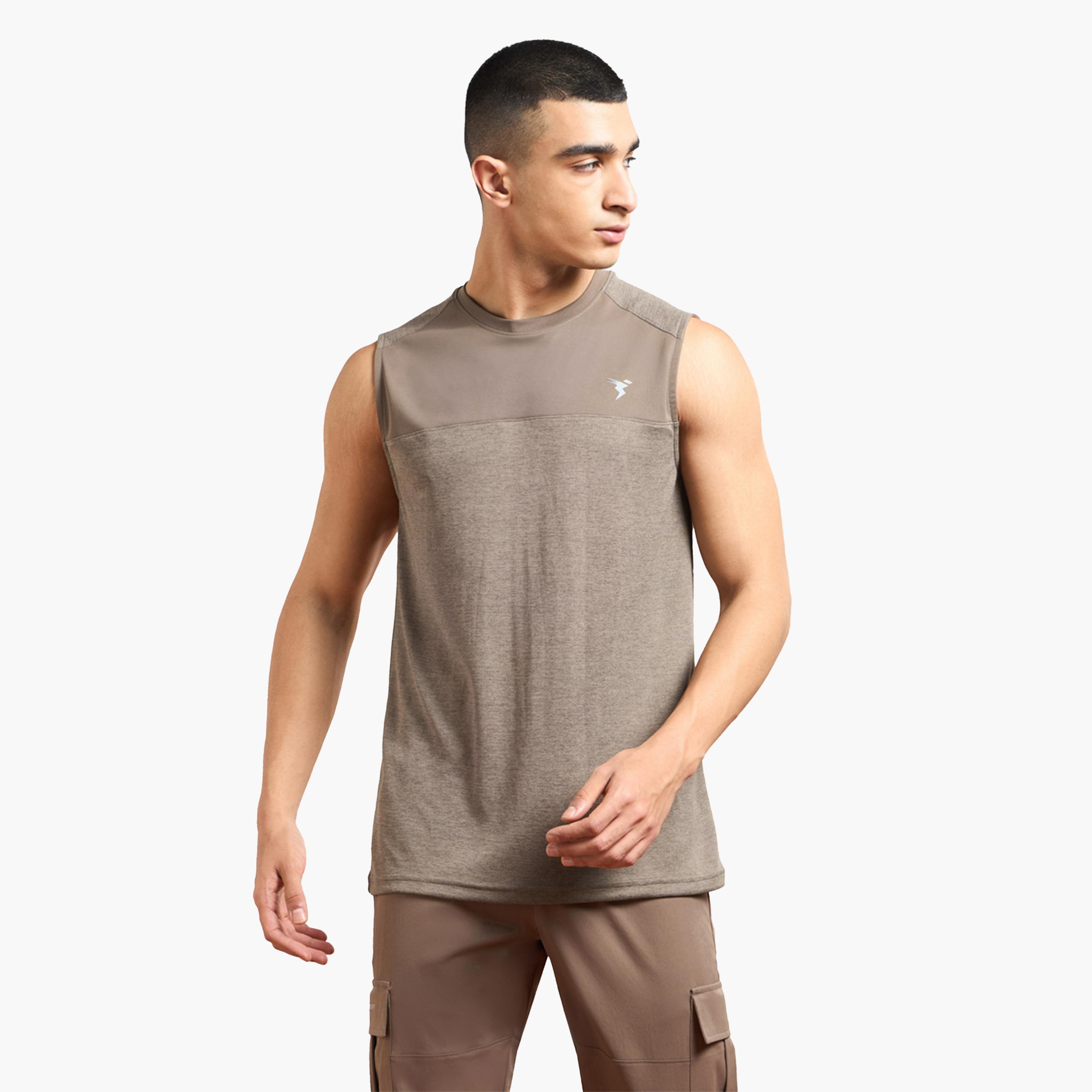 Technosport X Styli Men Solid Slim Fit Tank T-Shirt with Logo Print-men-clothing-sportswearandactivewear-tshirtsandpolos-image-1
