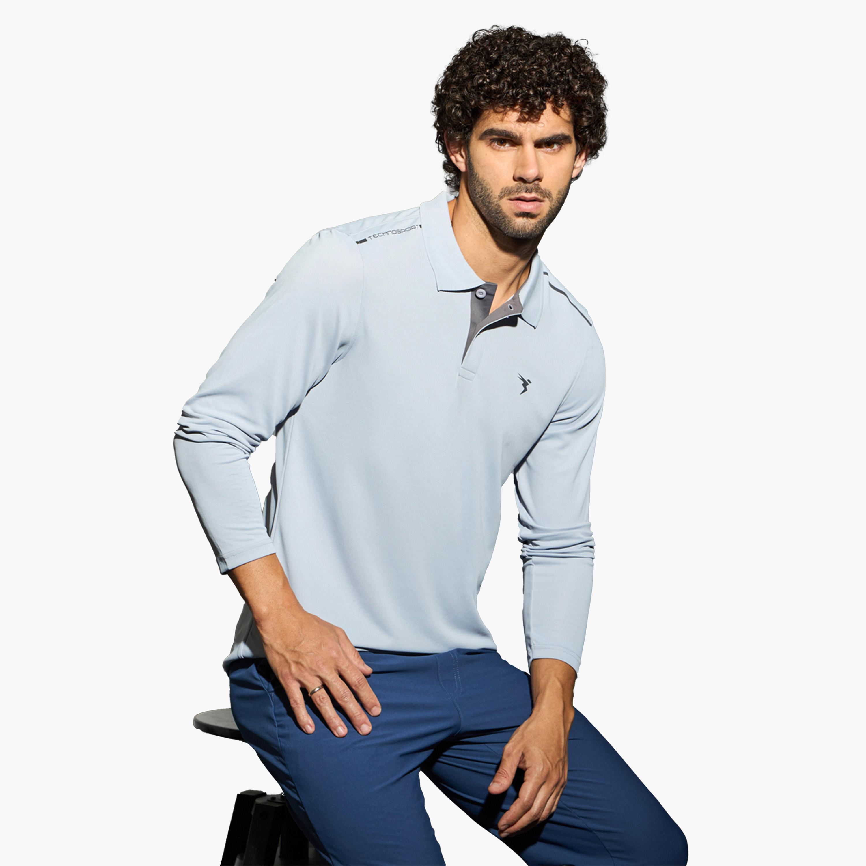 Technosport X Styli Men Solid Slim Fit Polo T-Shirt with Technocool-men-clothing-sportswearandactivewear-tshirtsandpolos-image-2