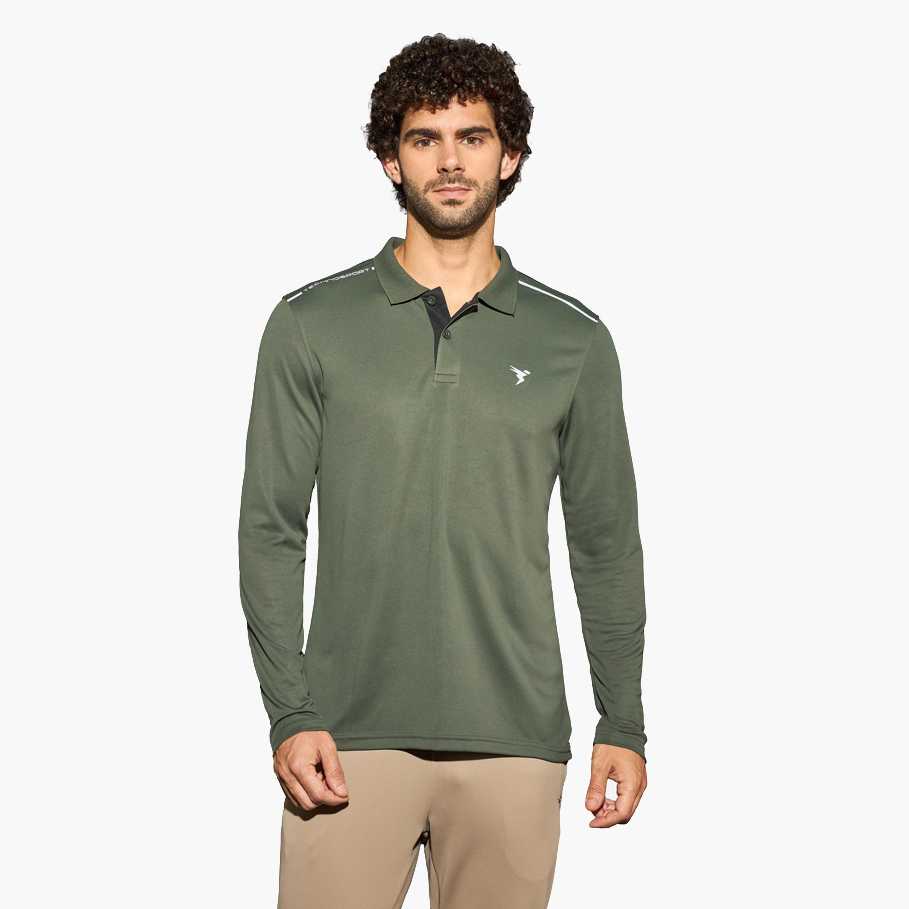 تيكنو سبورت × ستايلي-  تي شيرت بولو رجالي سادة قصّة سليم مع تيكنو كول-men-clothing-sportswearandactivewear-tshirtsandpolos-image-1
