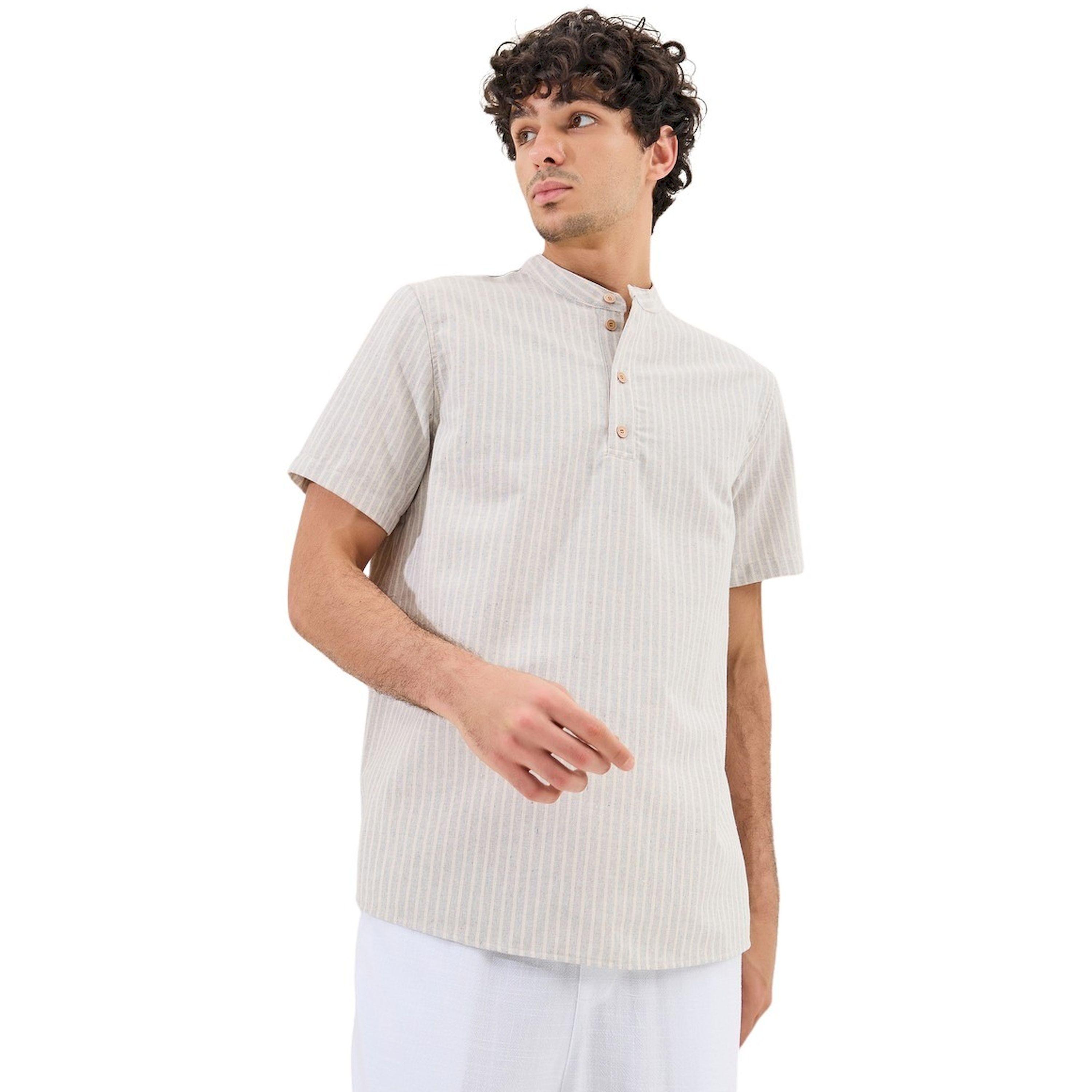 Styli Striped Relaxed Fit Mandarin Collar Shirt-men-clothing-shirts-image-1