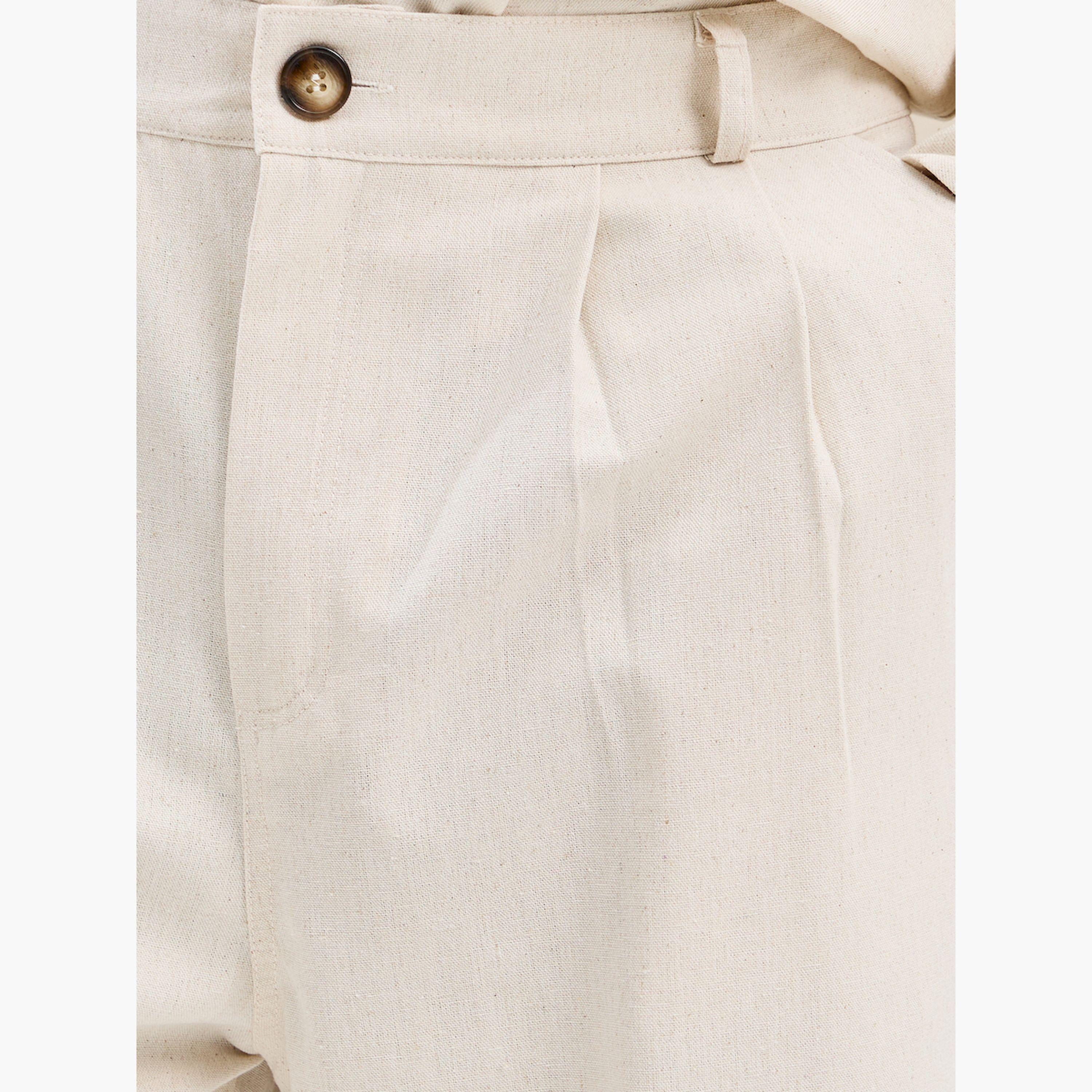 Styli Solid Linen Blend Pleated Oversized Fit Trousers-men-clothing-bottoms-trousersandchinos-trousers-image-3