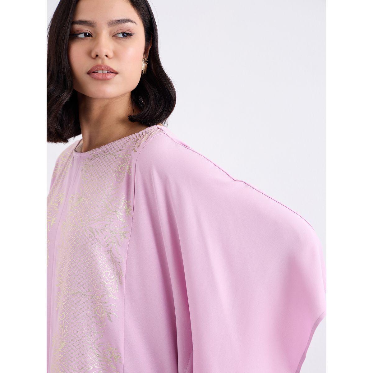 Amirah X Styli Foil Print Relaxed Fit Kaftan-women-arabicclothing-kaftan-image-3