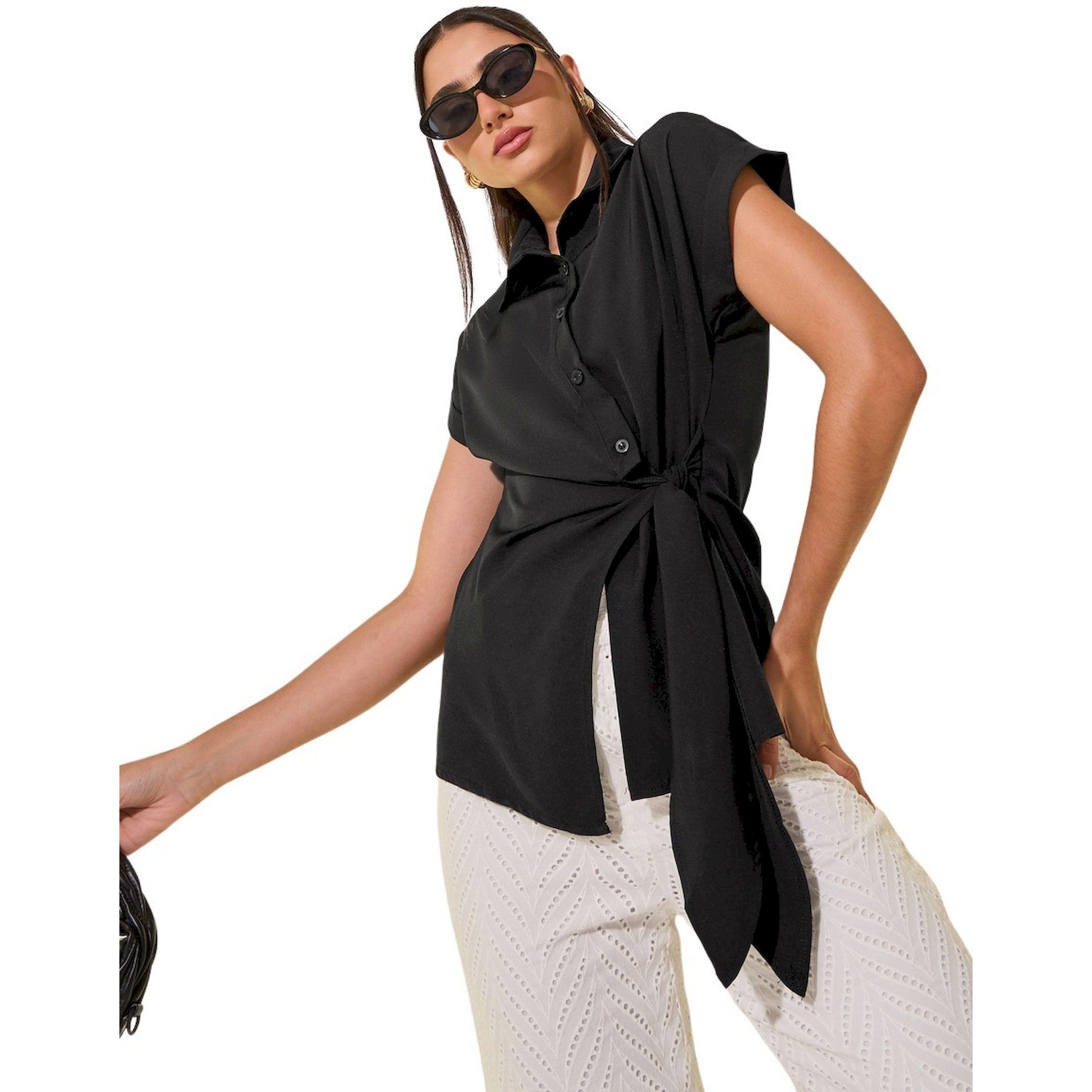 Take Two Solid Collared Short Sleeve Wrap Top-women-clothing-shirtsandblouses-blouses-image-1