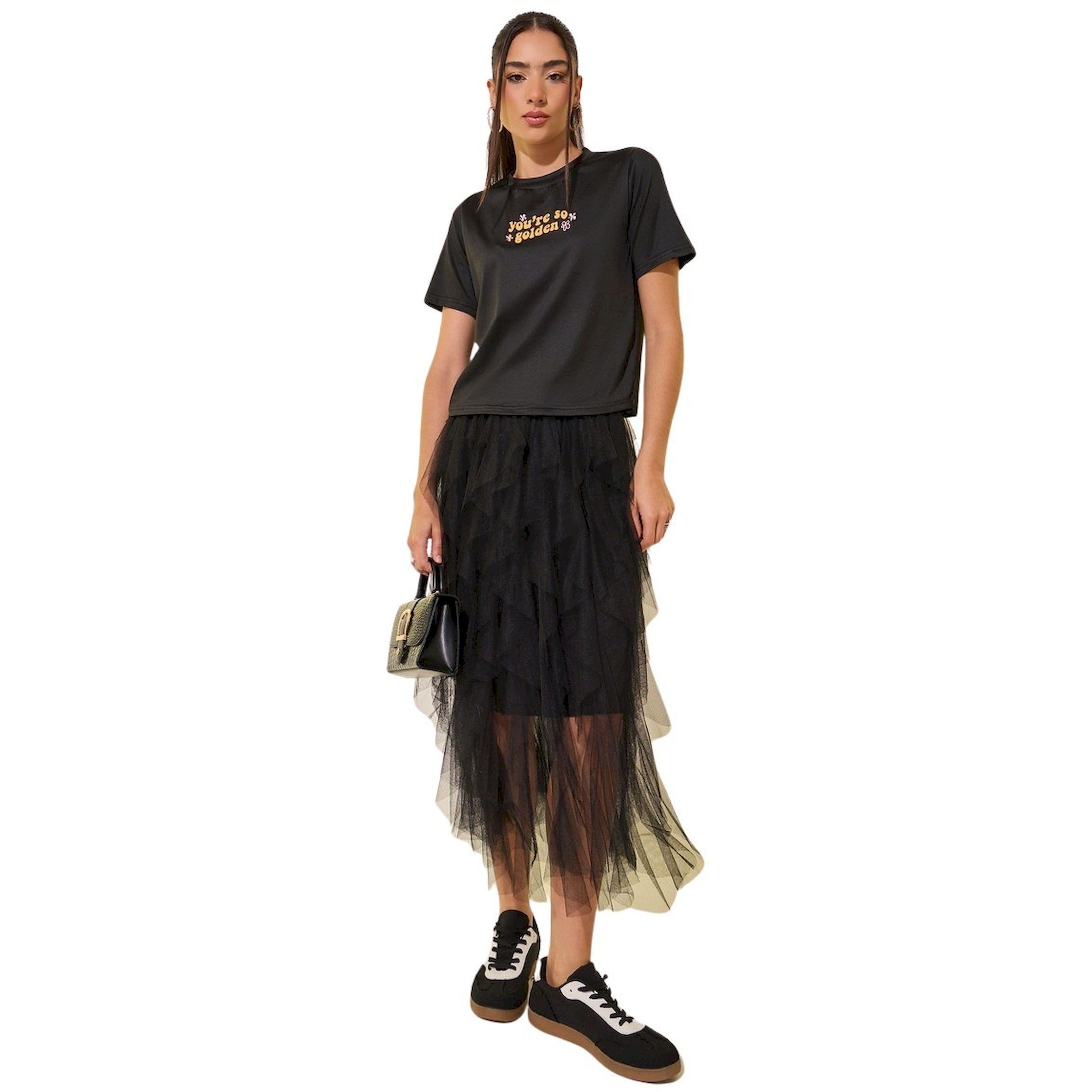 Take Two Black Slogan Print Round Neck Regular Fit T-Shirt-women-clothing-tshirts-image-1