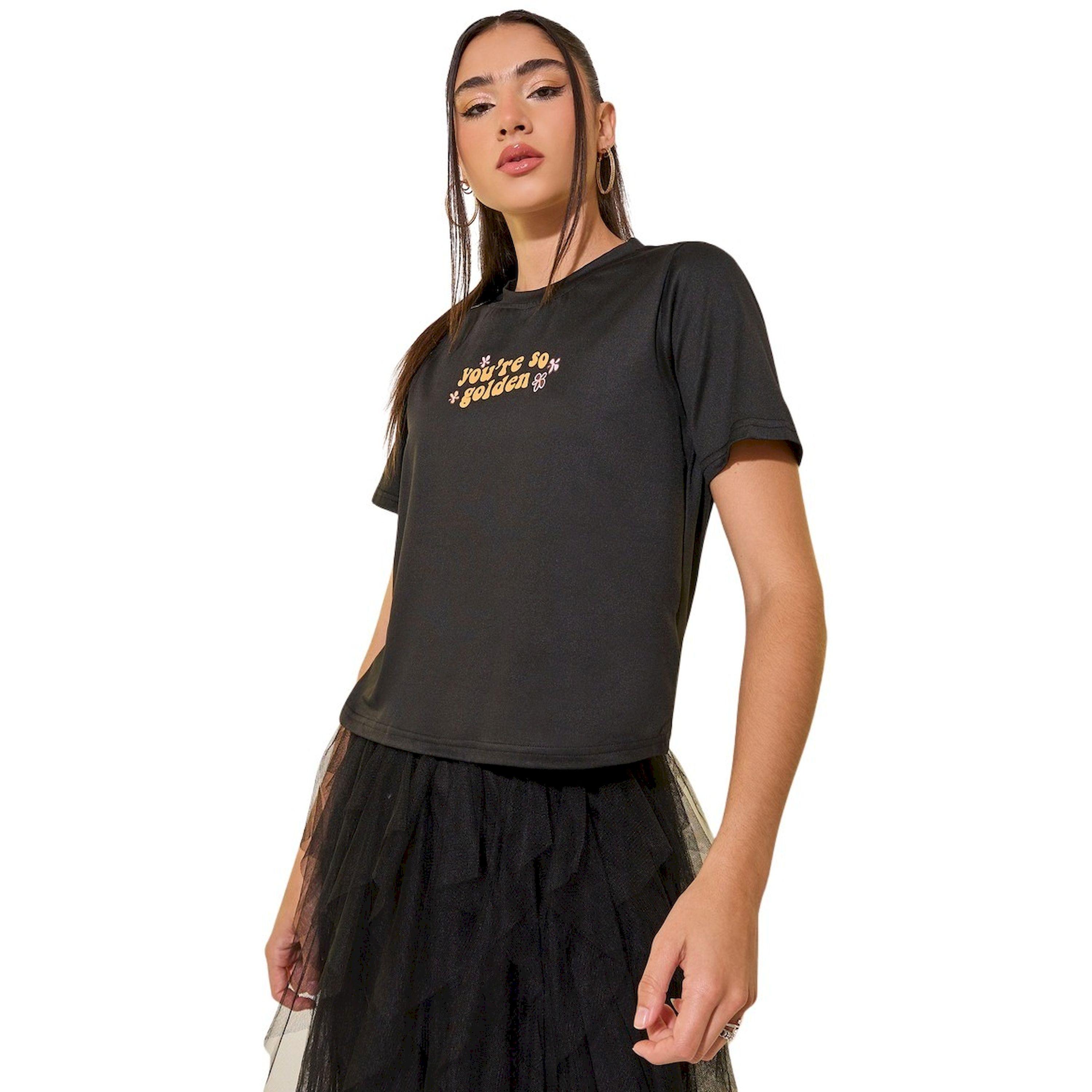 Take Two Black Slogan Print Round Neck Regular Fit T-Shirt-women-clothing-tshirts-image-2