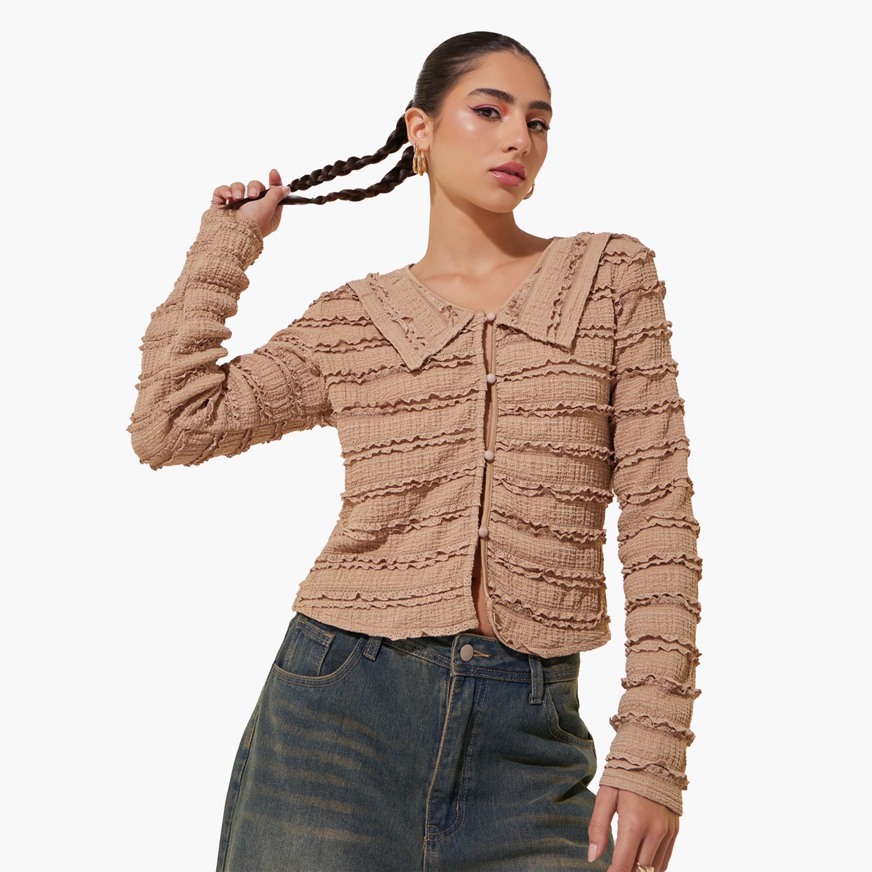 Take Two Textured Long Sleeve Regular Fit Shirt-women-clothing-shirtsandblouses-shirts-image-1