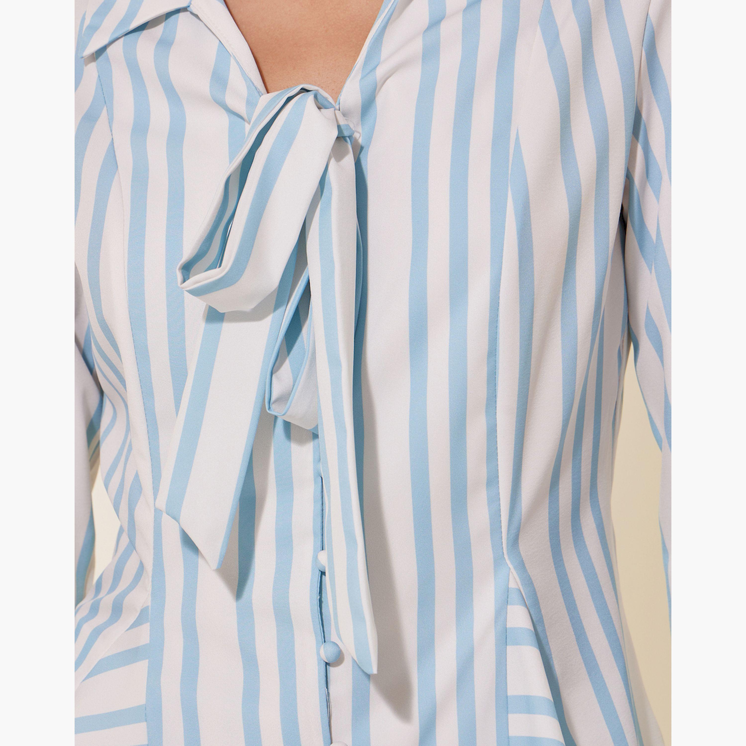 Take Two Stripe Front Tie Detail Long Sleeve Shirt-women-clothing-shirtsandblouses-shirts-image-4