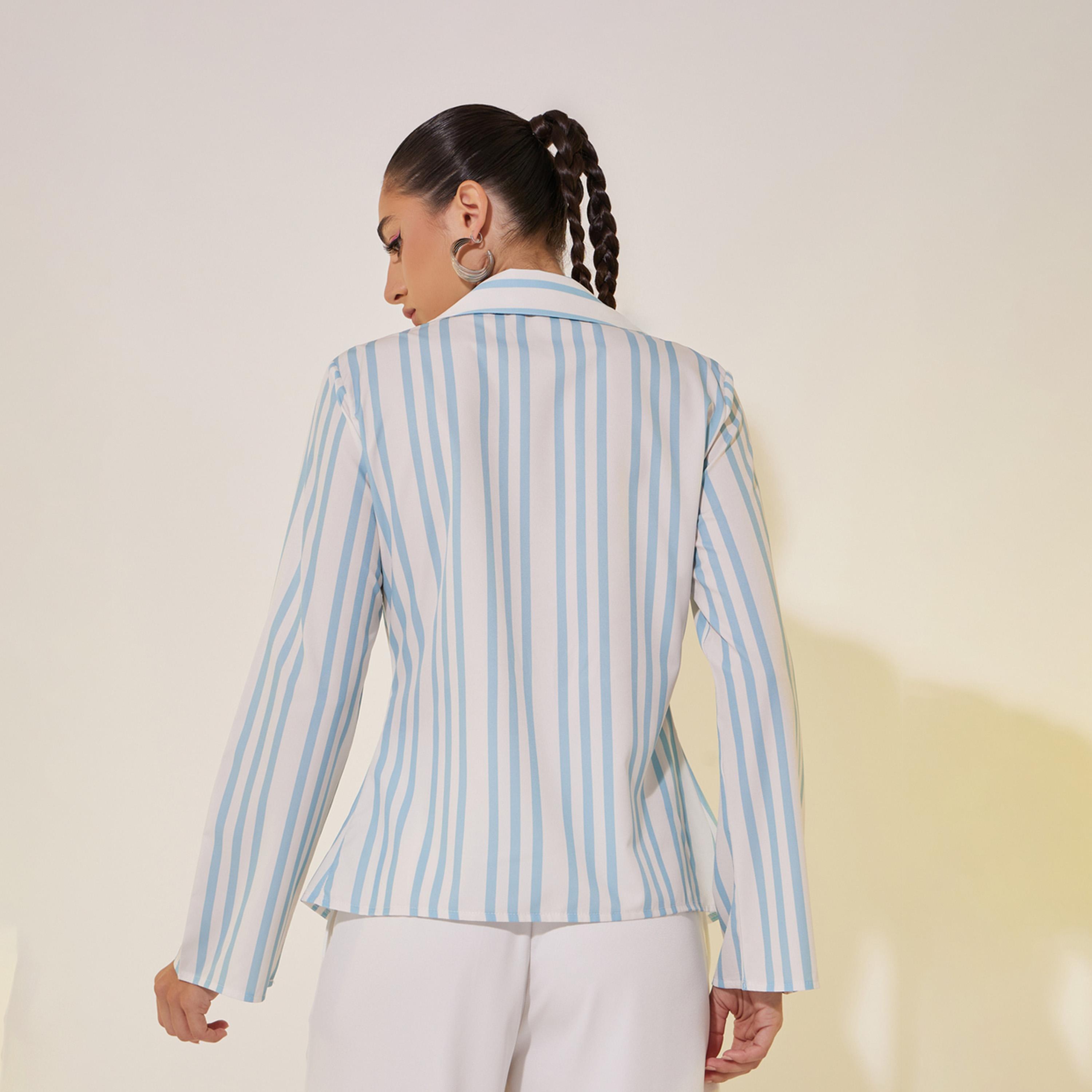 Take Two Stripe Front Tie Detail Long Sleeve Shirt-women-clothing-shirtsandblouses-shirts-image-5