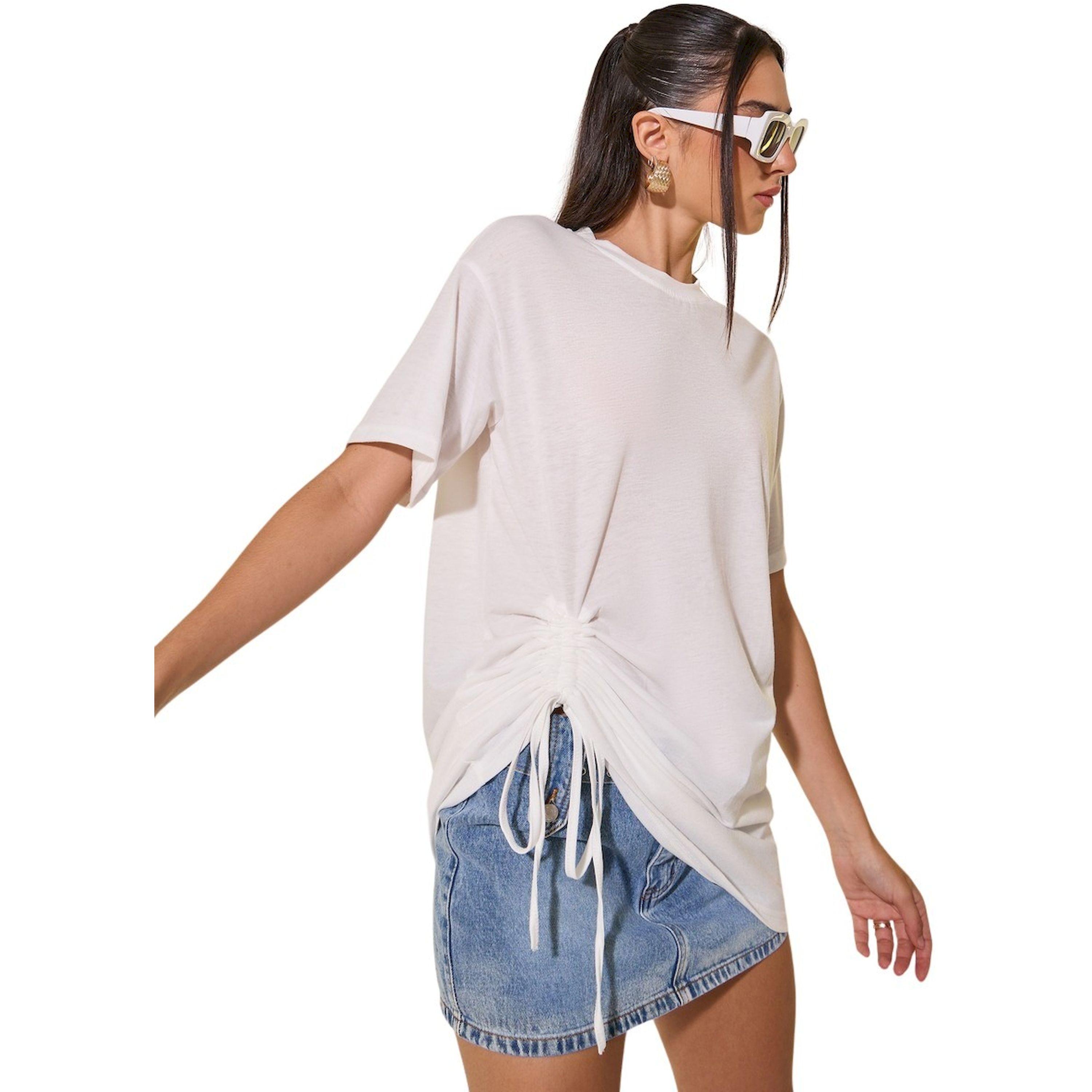 Take Two Women White Oversized Round Neck T-Shirt with Drawstring Detail-women-clothing-tshirts-image-1
