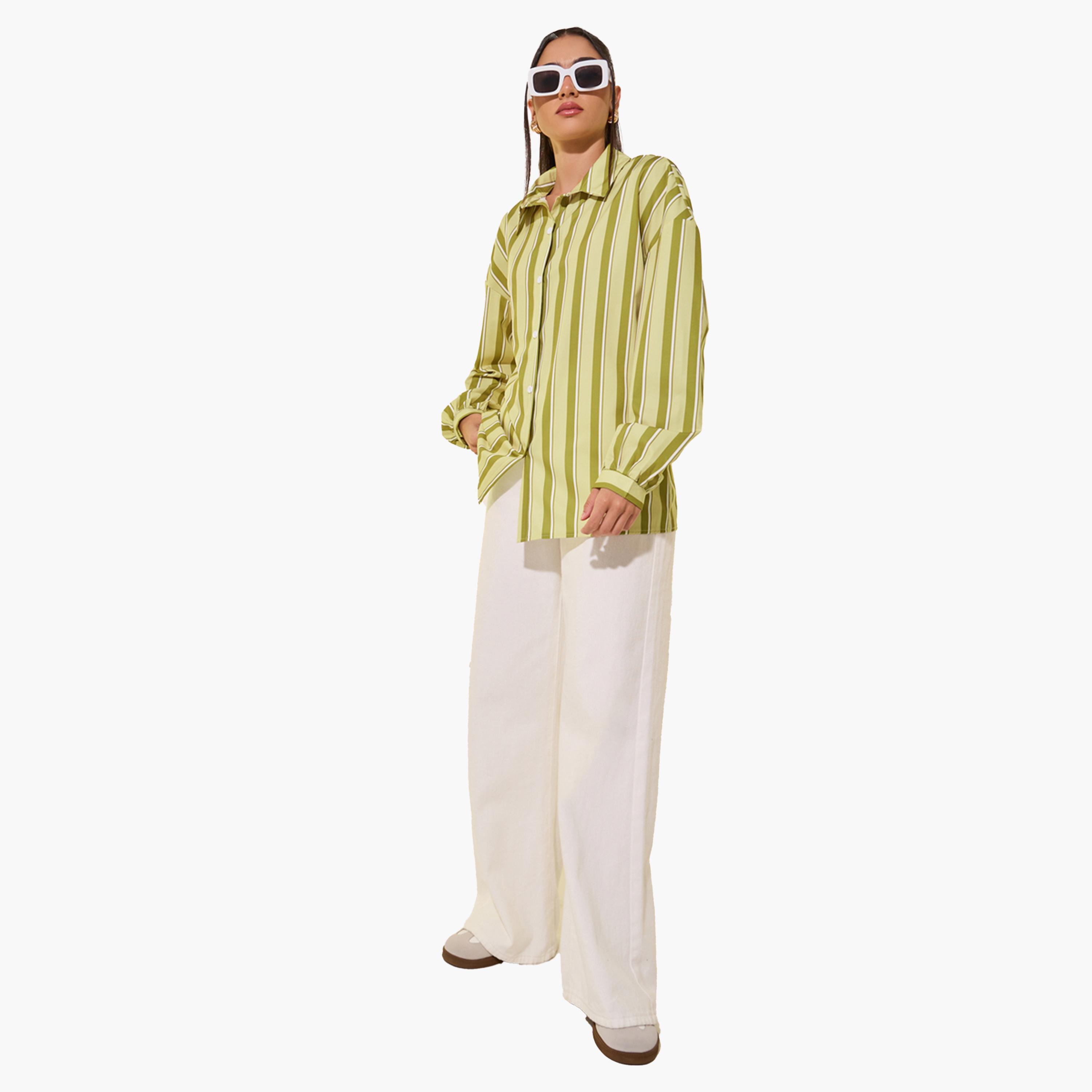 Take Two Striped Spread Collar Shirt-women-clothing-shirtsandblouses-shirts-image-2