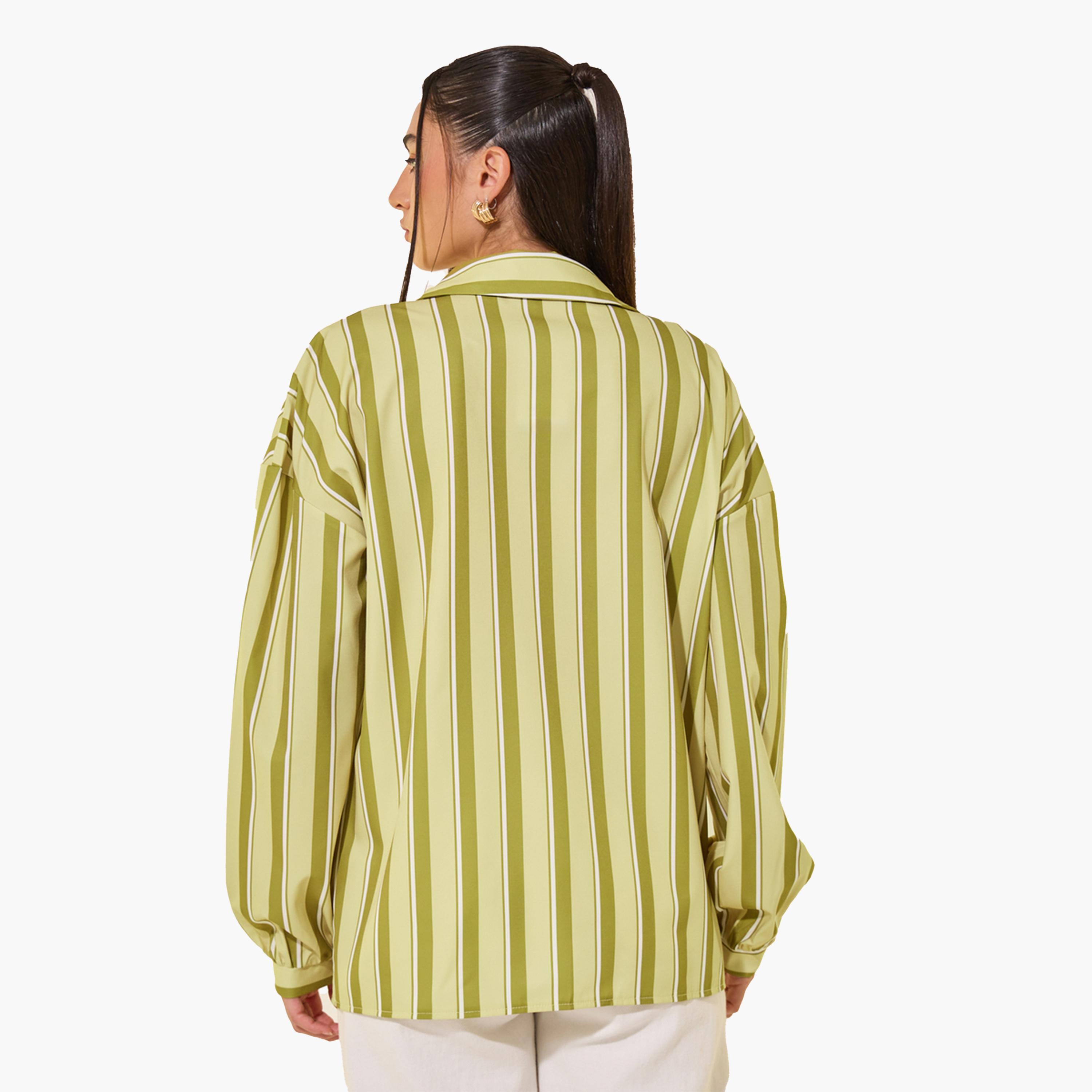 بلوزة مخططة بياقة سبريد-women-clothing-shirtsandblouses-shirts-image-5