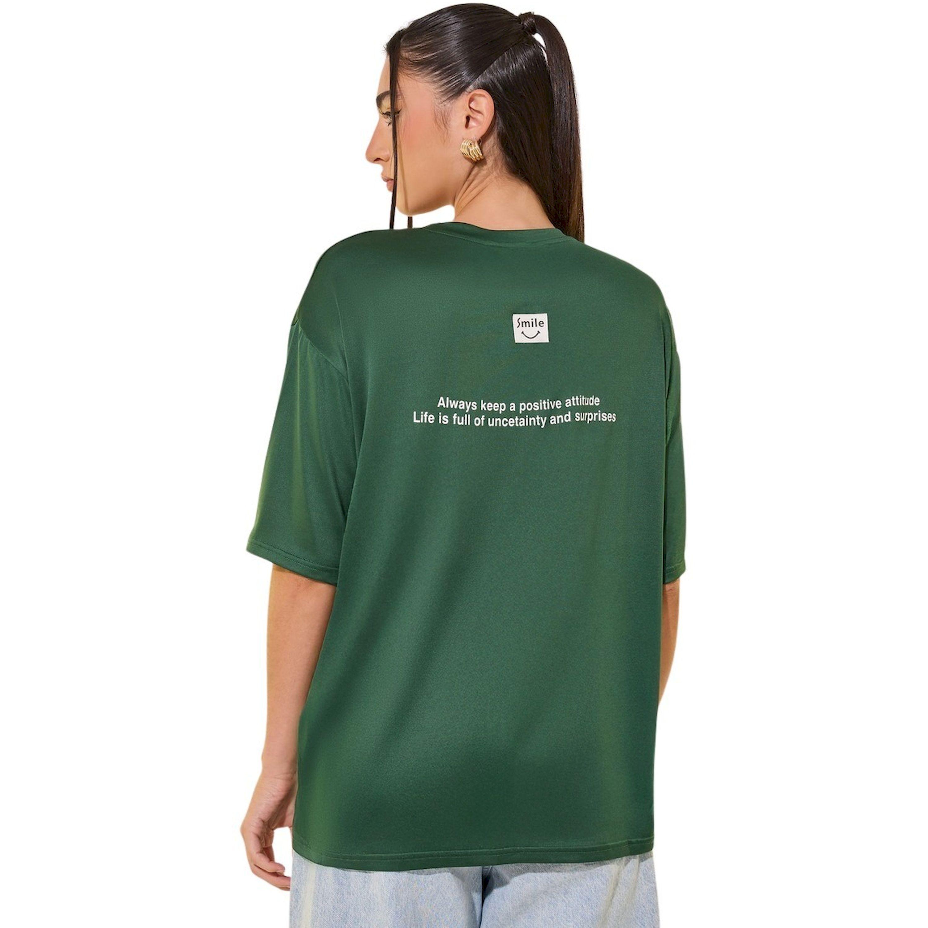 Take Two Women Green Oversized Slogan Print T-Shirt-women-clothing-tshirts-image-4