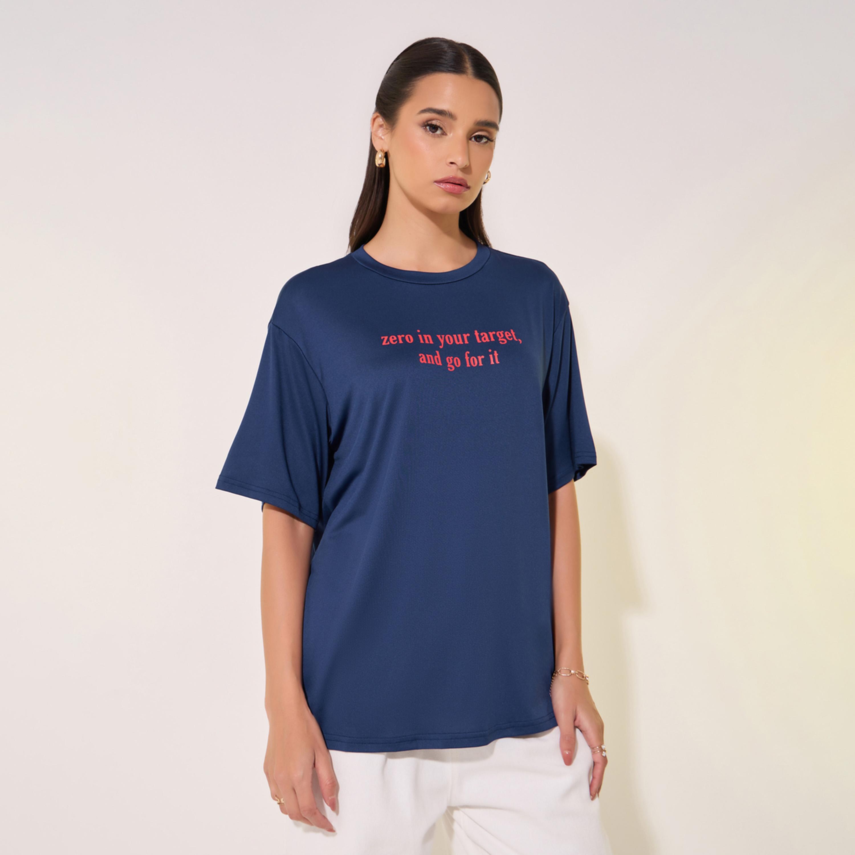 Take Two Slogan Print Round Neck Oversized T-Shirt-women-clothing-tshirts-image-2